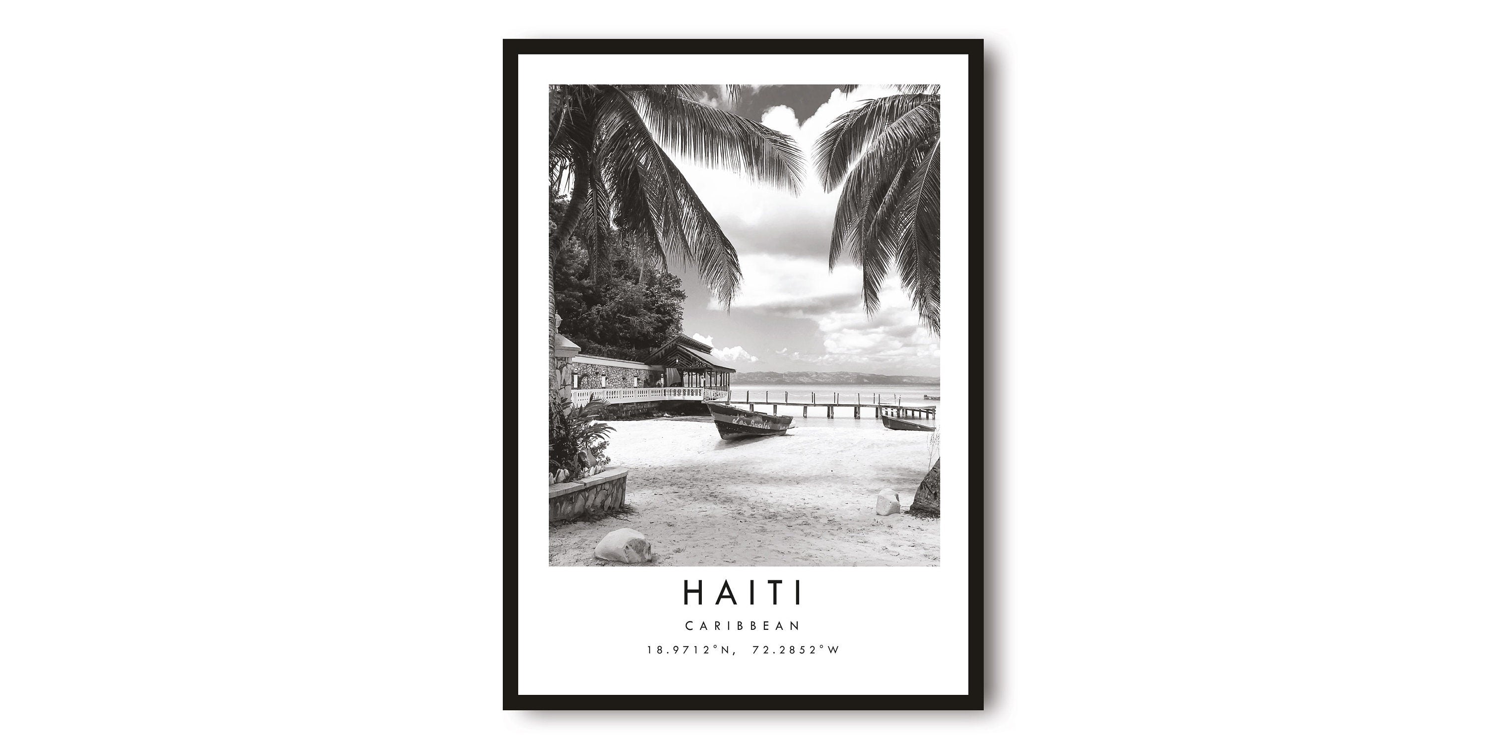 Haiti Travel Print, Haiti Poster, Gallery Wall, Black and White Home Decor, Popular Gift A1/A2/A3/A4/A5