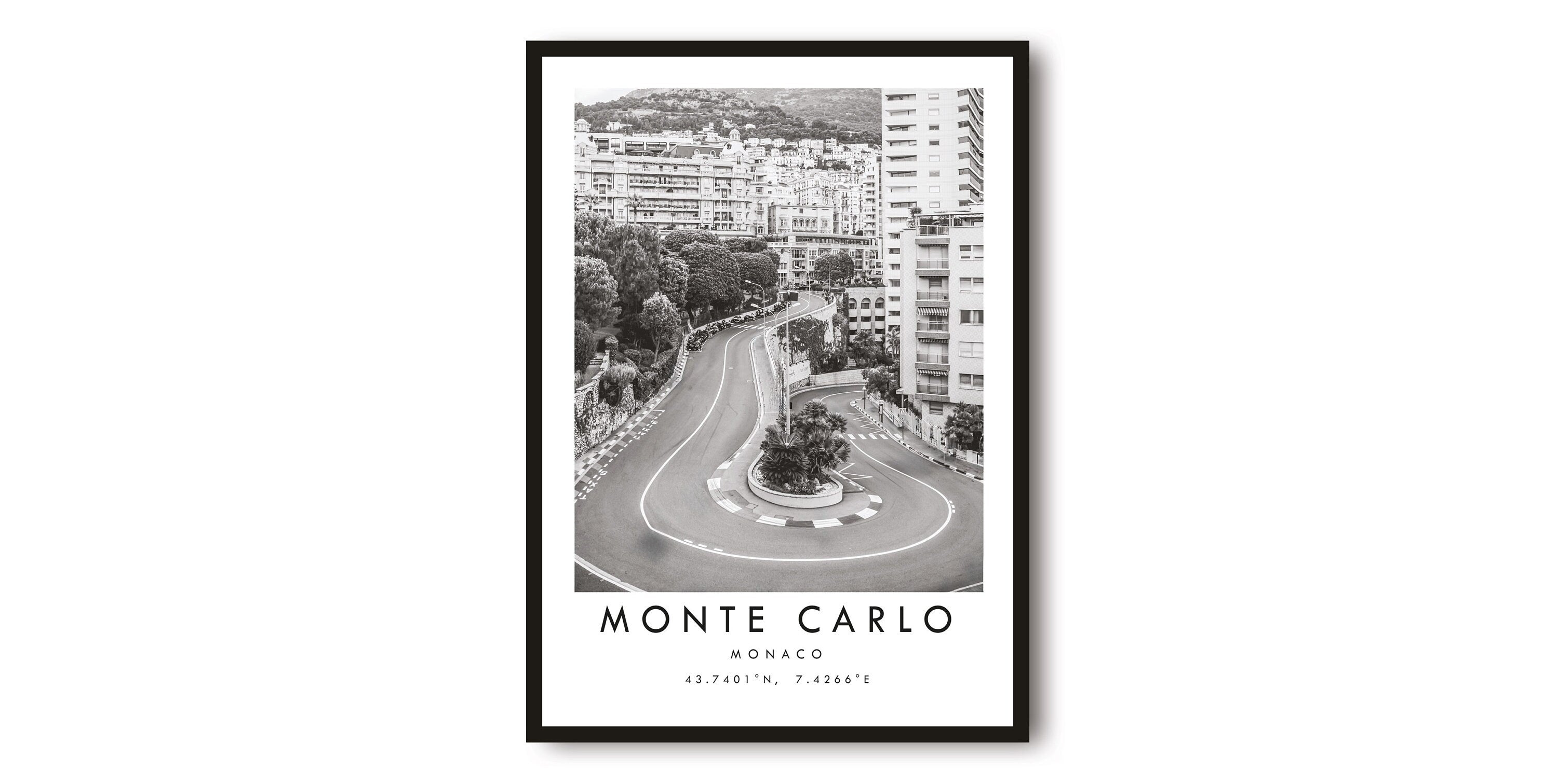 Monte Carlo Travel Print, travel Poster, black and white art, Black and White print, Home Decor, print, poster A1/A2/A3/A4/A5