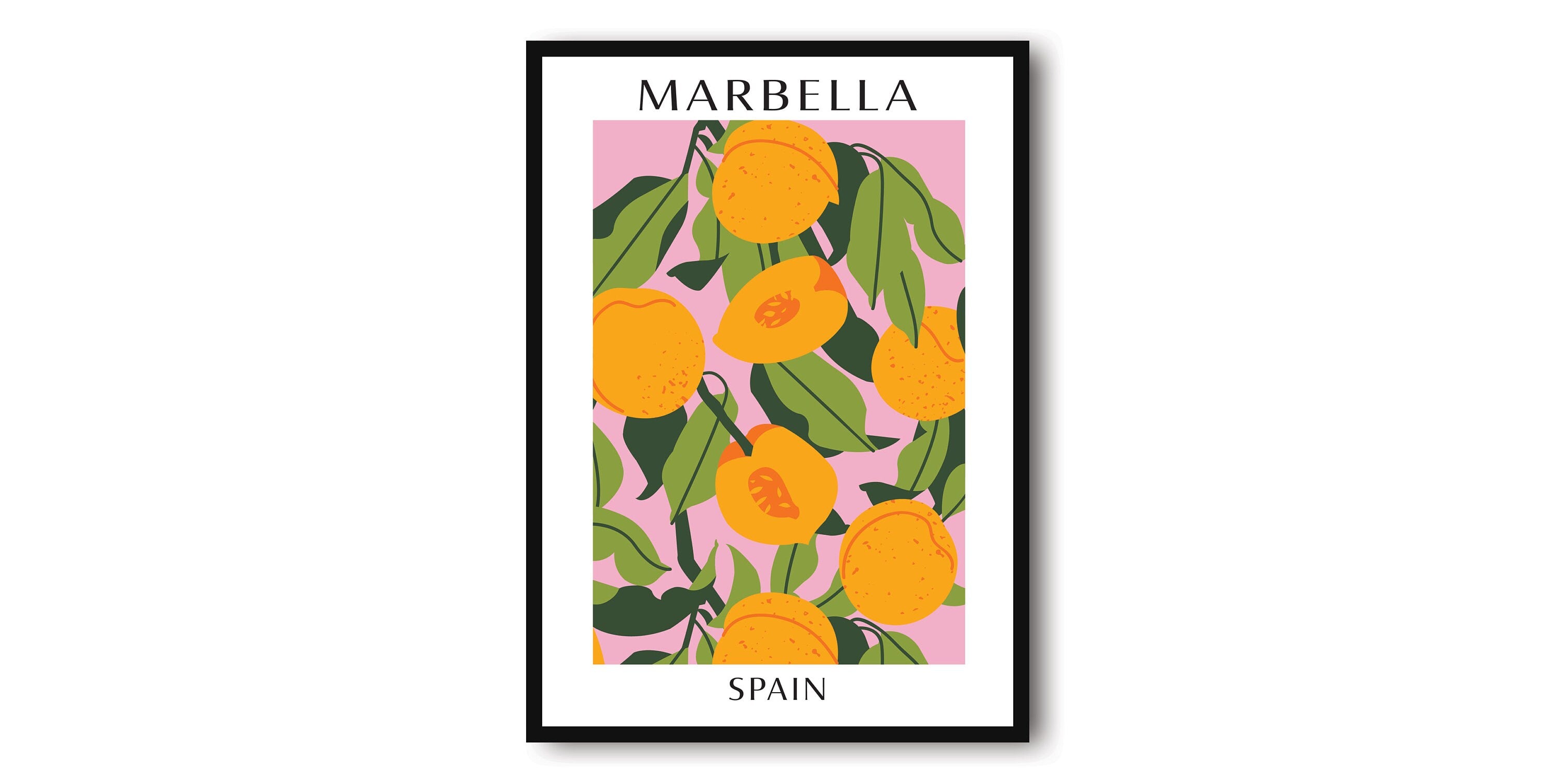 Marbella Travel Poster, Abstract Fruit Poster, Lemon Art Print, Positano Poster, Kitchen Fruit Poster, Pastel Kitchen Poster, Fruit Market