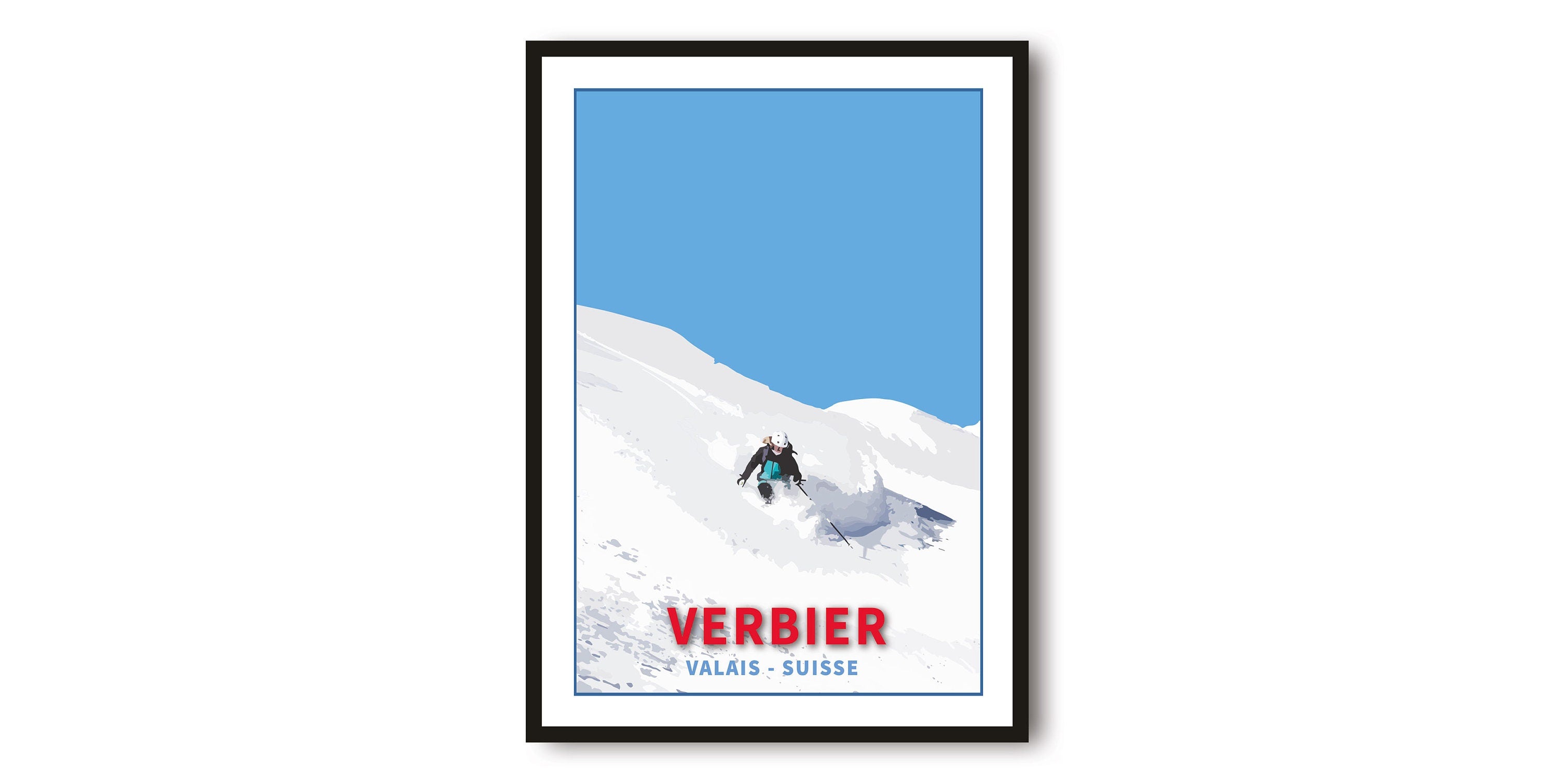 Skiing Travel Poster | Verbier Ski Print | Switzerland Travel Print | Skiing Wall Art | Framed Prints | A1/A2/A3/A4/A5 A1/A2/A3/A4/A5