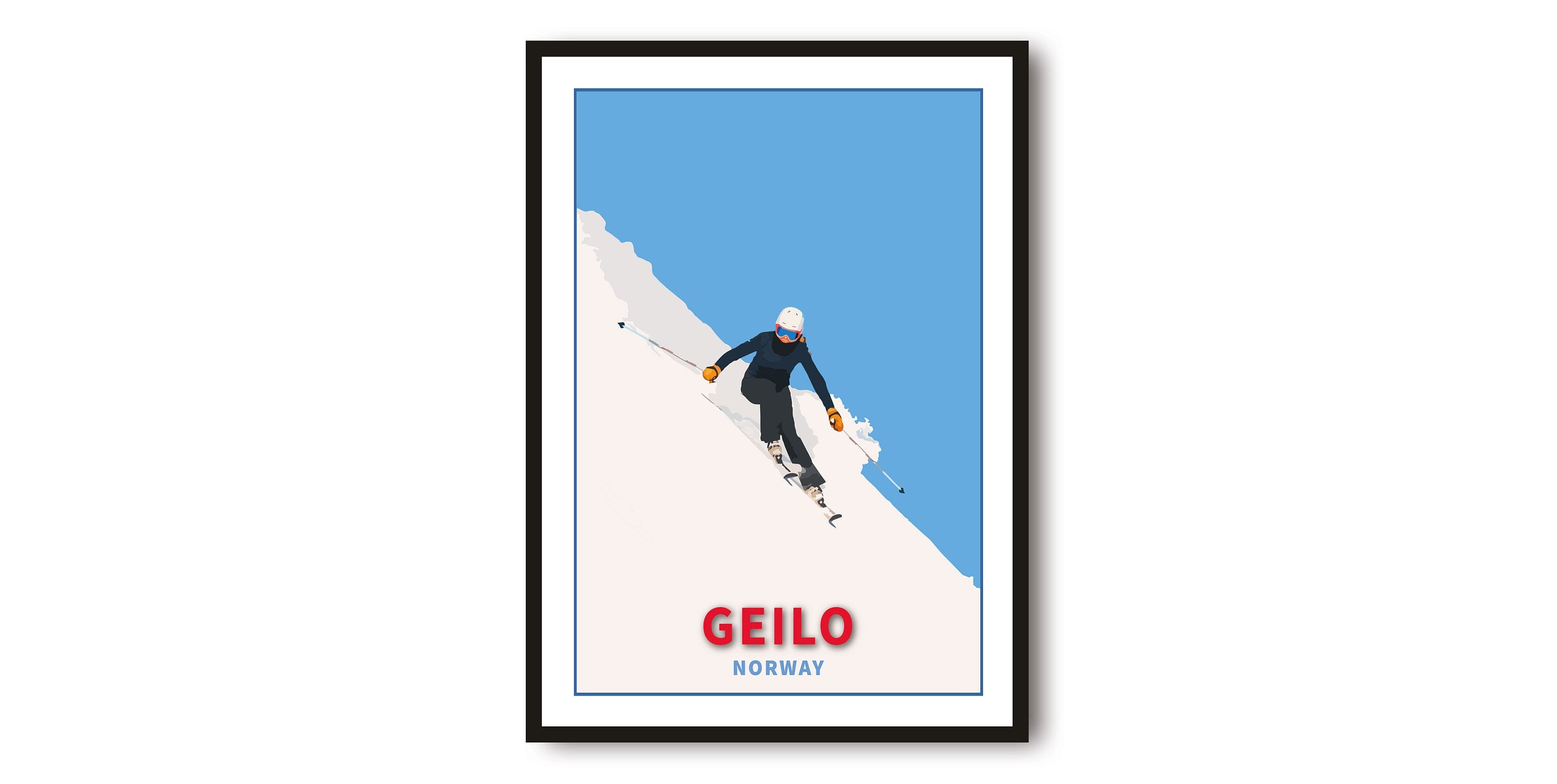 Skiing Travel Poster | Geilo Ski Print | Norway Travel Print | Skiing Wall Art | Framed Prints | A1/A2/A3/A4/A5 A1/A2/A3/A4/A5