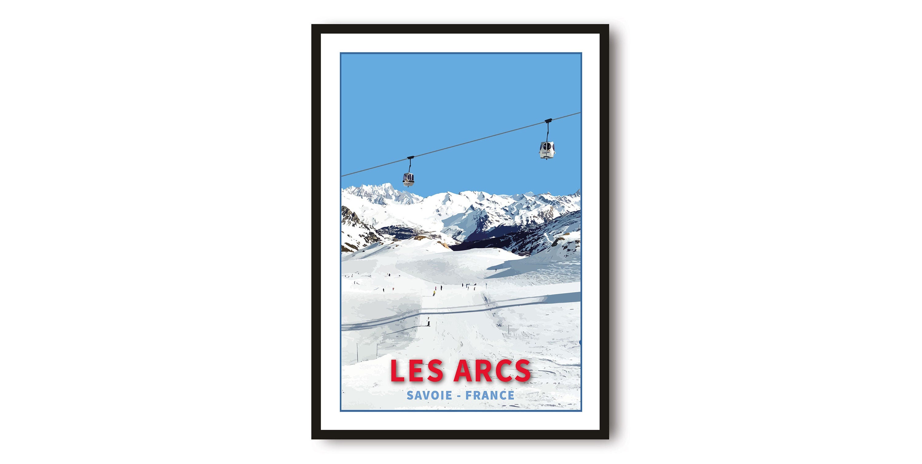 Skiing Travel Poster | Les Arcs Ski Print | France Travel Print | Skiing Wall Art | Framed Prints | A1/A2/A3/A4/A5 A1/A2/A3/A4/A5