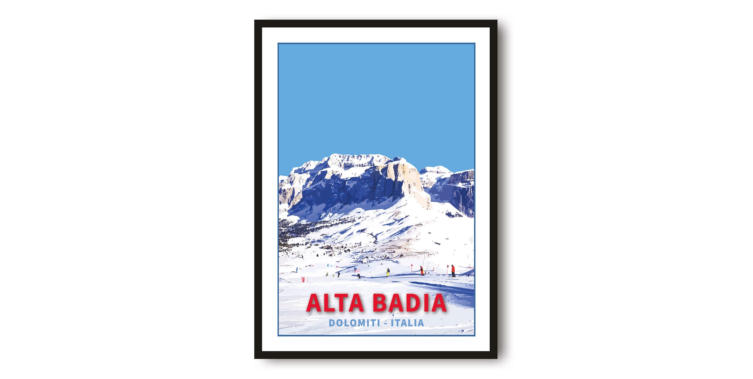 Skiing Travel Poster | Alta Badia Ski Print | Italy Travel Print | Skiing Wall Art | Framed Prints | A1/A2/A3/A4/A5 A1/A2/A3/A4/A5