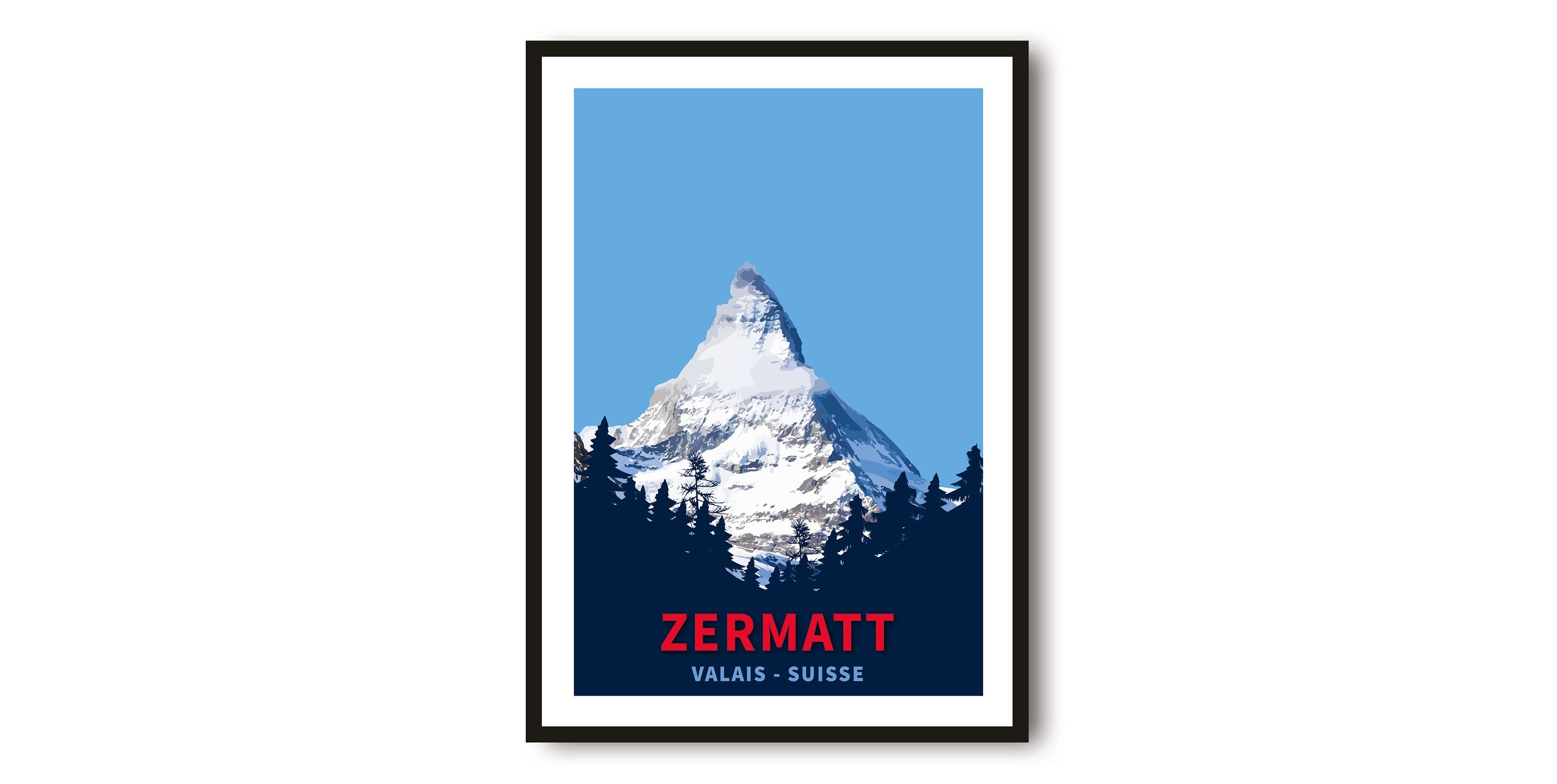 Skiing Travel Poster | Zermatt Ski Print | Switzerland Travel Print | Skiing Wall Art | Framed Prints | A1/A2/A3/A4/A5 A1/A2/A3/A4/A5