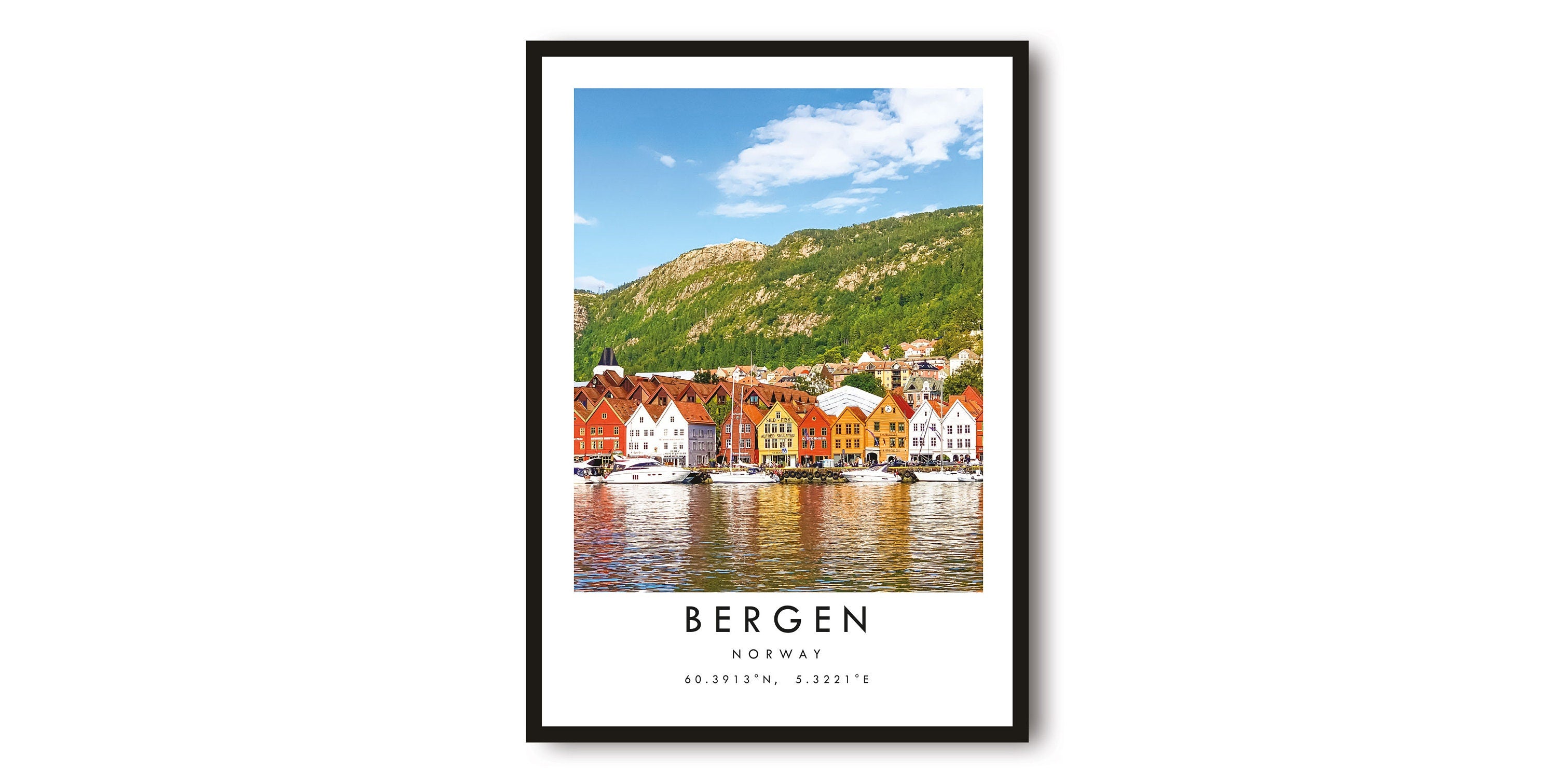 Bergen Travel Print, Norway Poster, Unique Wall Art, Minimalist Home Decor, City Landmark Print A1/A2/A3/A4/A5