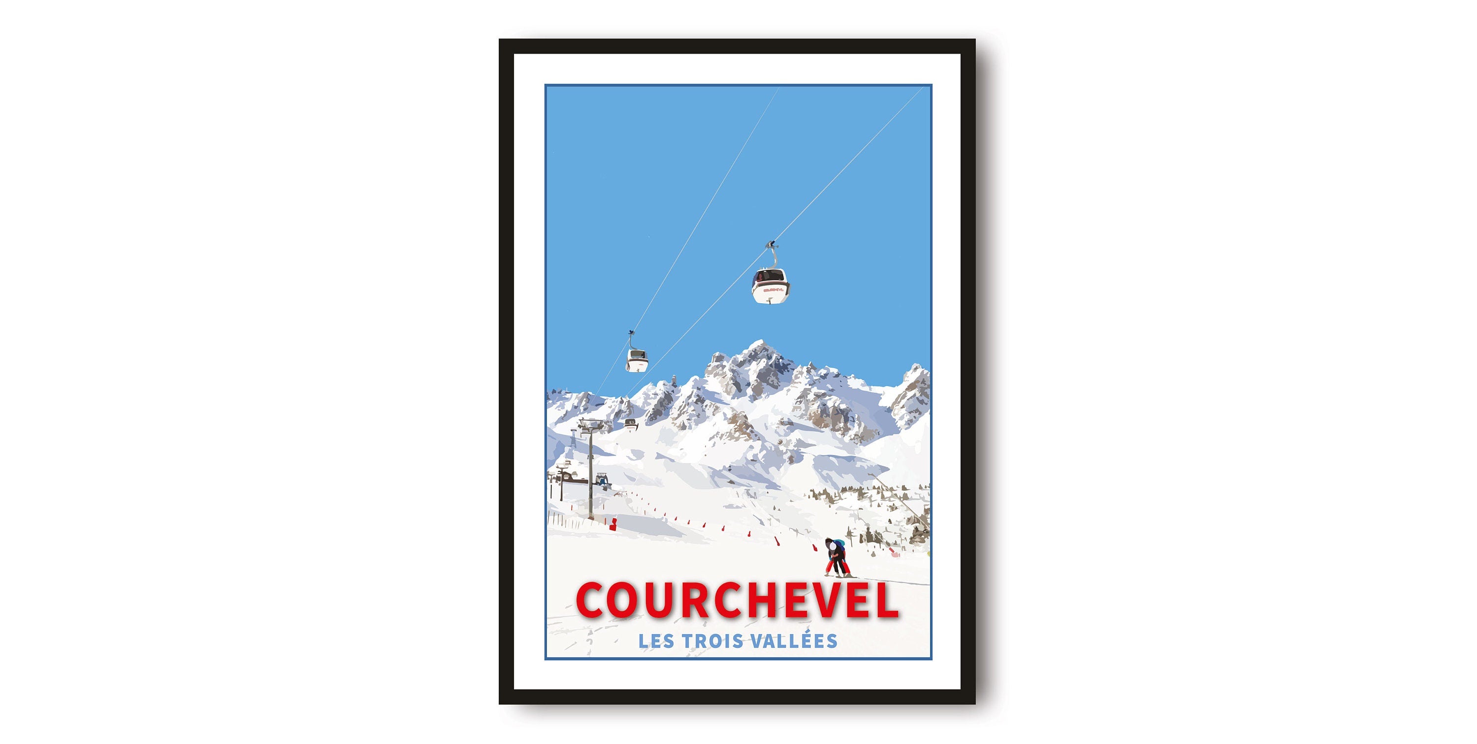 Skiing Travel Poster | Courchevel Ski Print | France Travel Print | Skiing Wall Art | Framed Prints | A1/A2/A3/A4/A5 A1/A2/A3/A4/A5