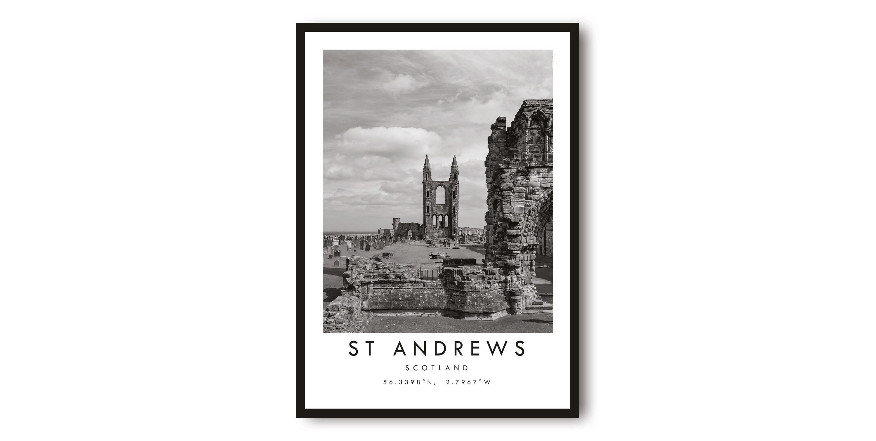 St Andrews Travel Print, St Andrews Poster, Unique Wallart Decor, Black and White Home Decor, St Andrews Minimalist Wallart A1/A2/A3/A4/A5