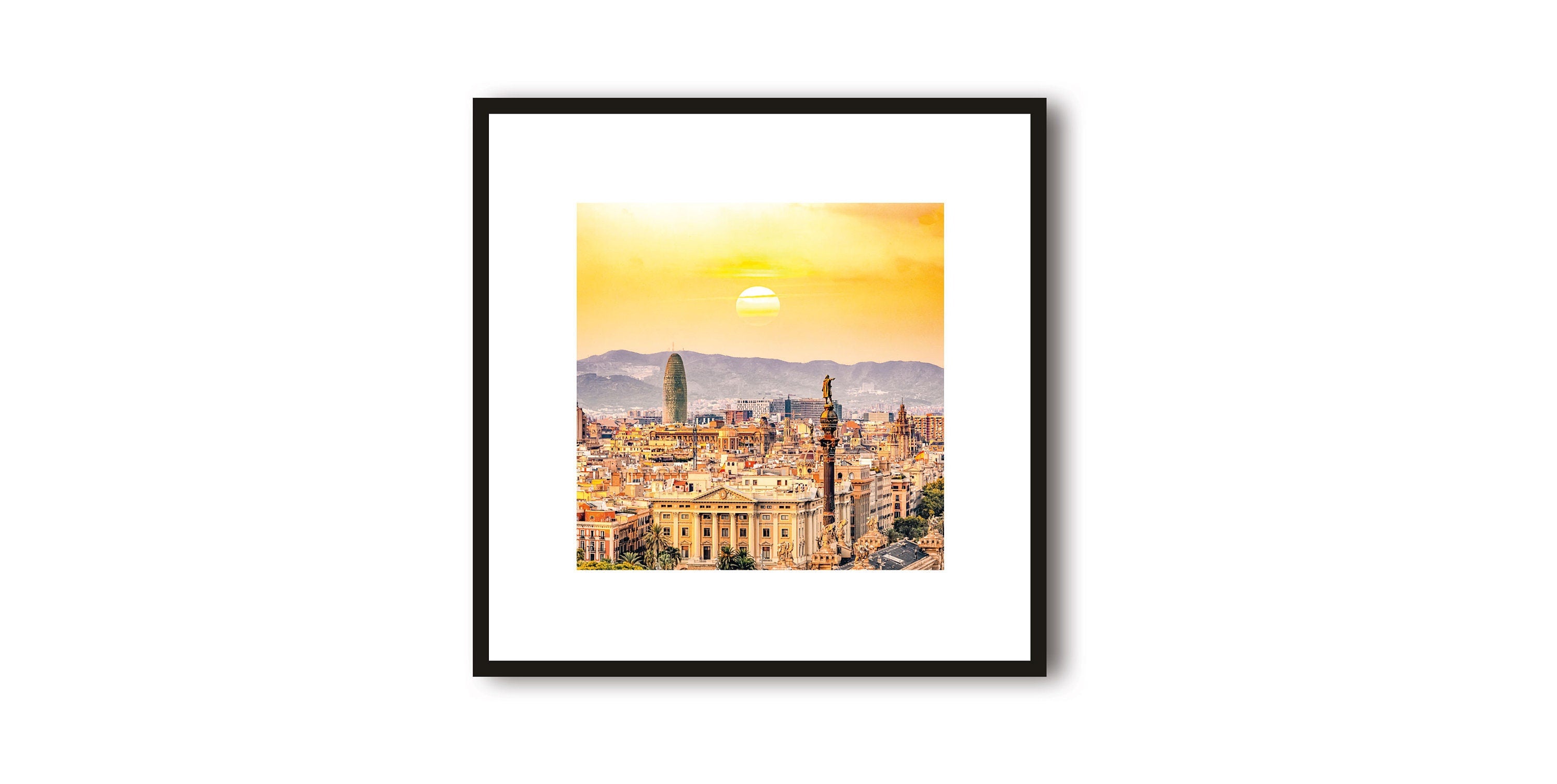 Barcelona Bay Photo Print with White Border | Barcelona Photography | Travel Art Print | Framed Prints | Minimalist