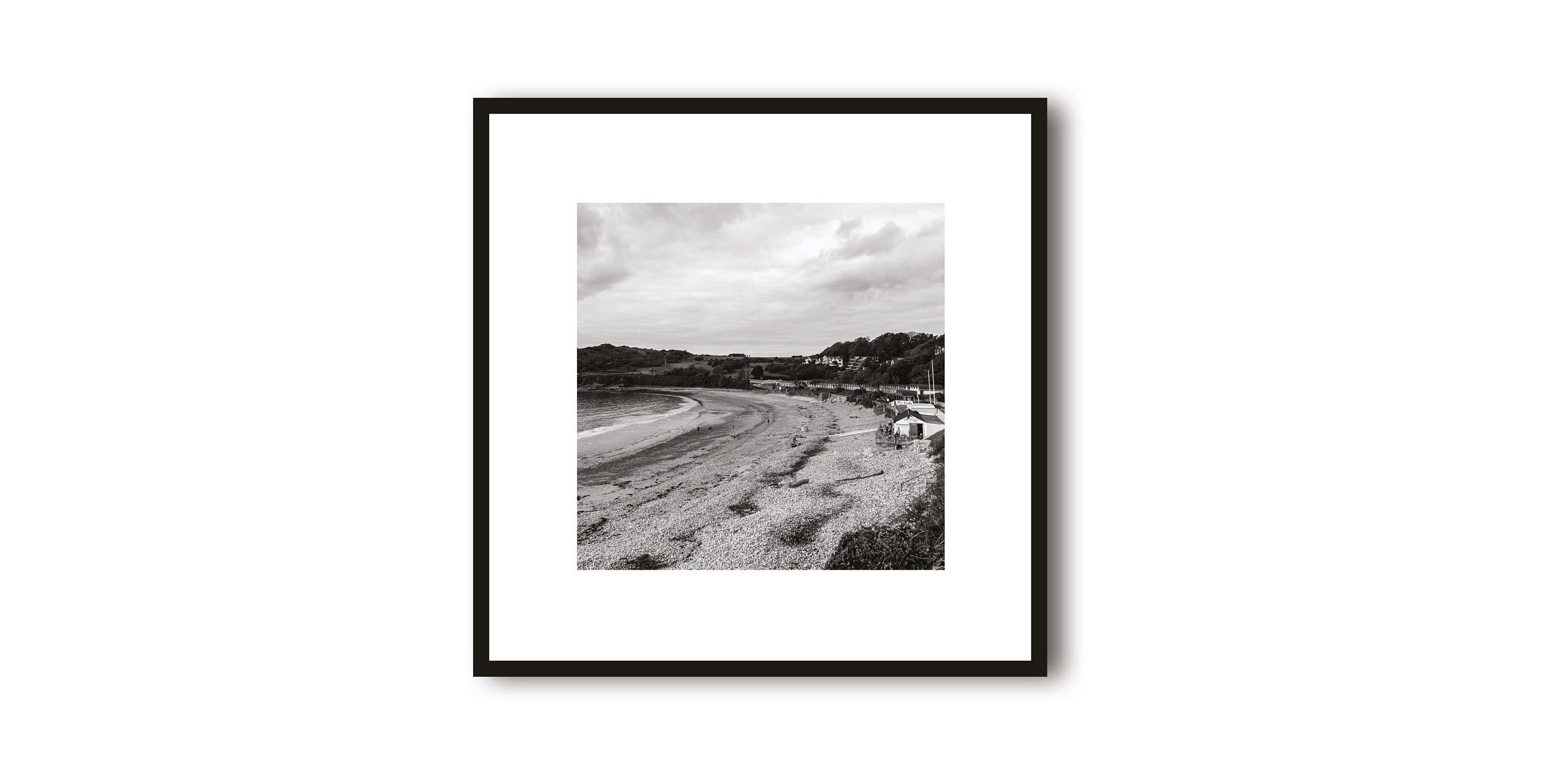 Langland Bay Photo Print with White Border | Gower Peninsula Photography | Travel Art Print | Framed Prints | Minimalist