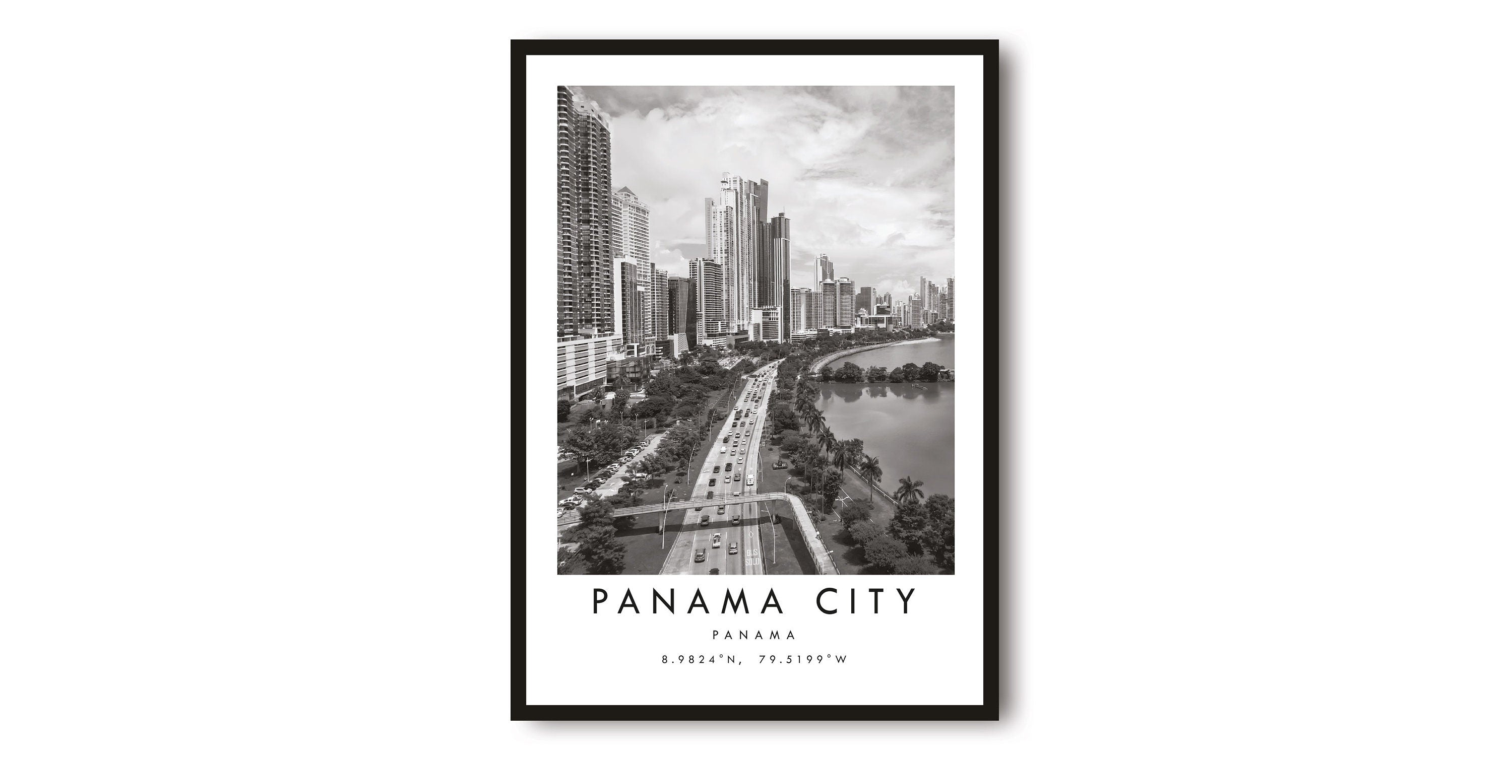 Panama City Travel Print, Panama Poster, Black and White Print, Unique Wall Art, Minimalist Home Decor, City A1/A2/A3/A4/A5