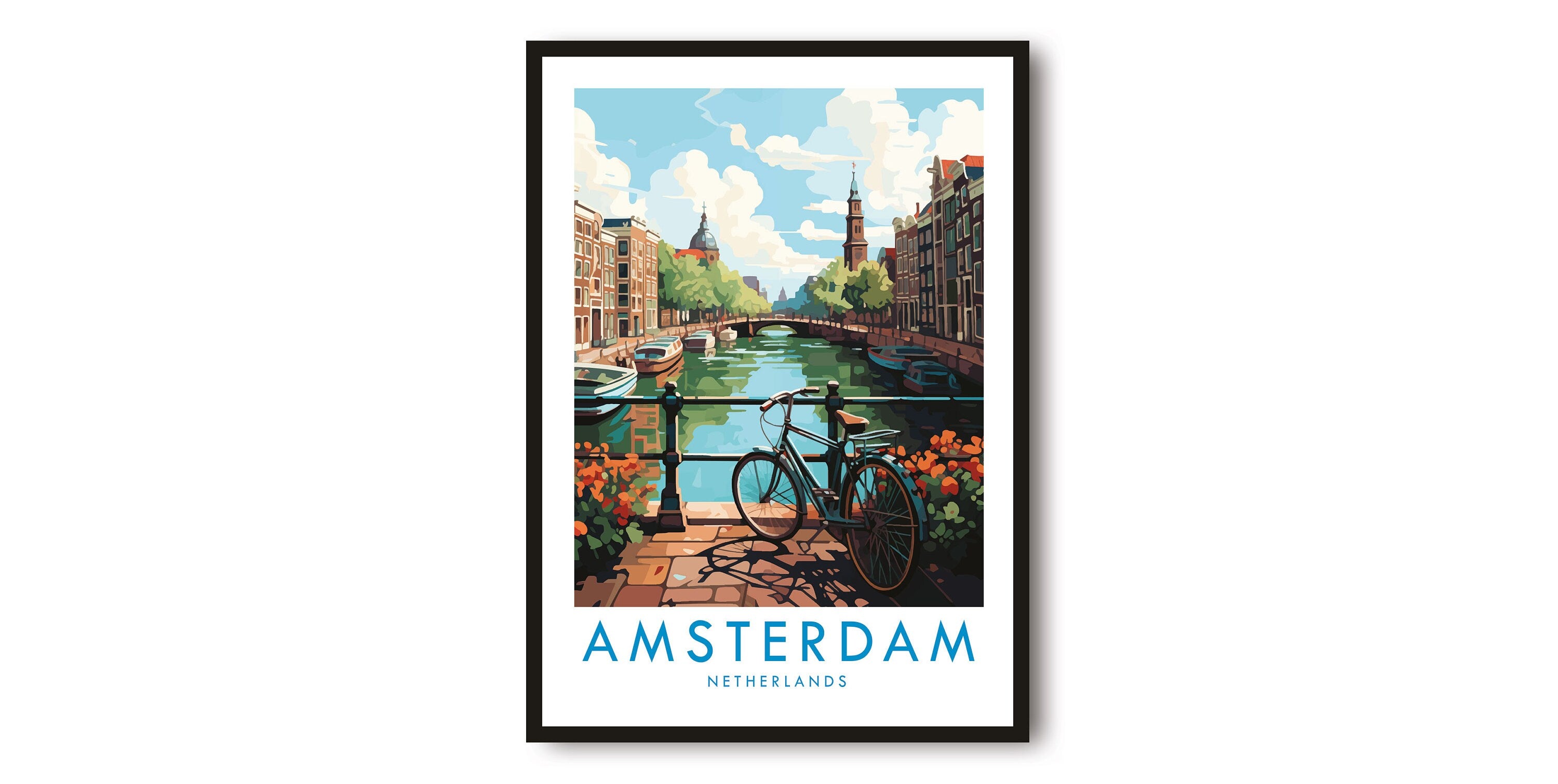 Amsterdam Travel Print, Amsterdam Travel Poster, Netherlands Print, Travel Decor, Popular Print, Birthday Gift, A1/A2/A3/A4/A5