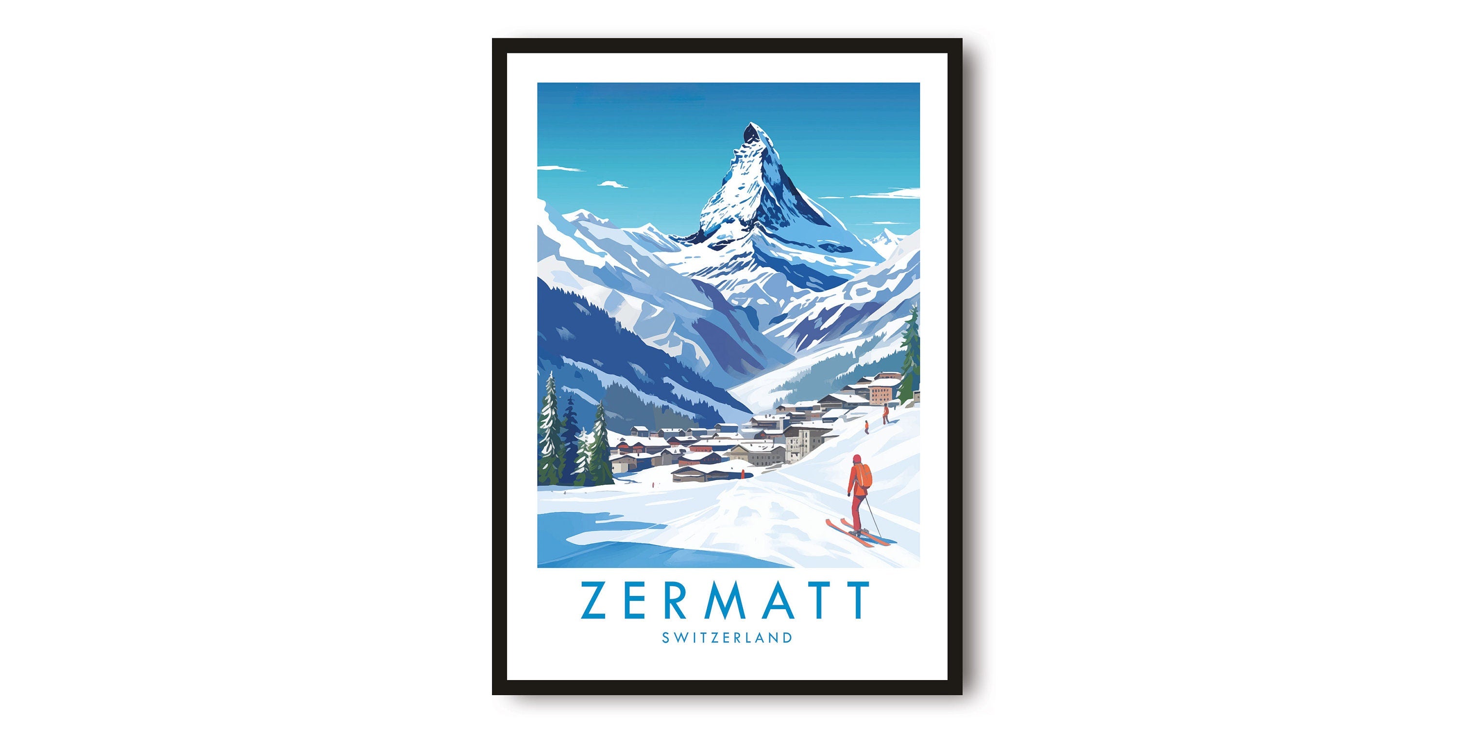 Zermatt Travel Print, Zermatt Travel Poster, Switzerland Print, Travel Decor, Popular Print, Skiing Print, Birthday Gift, A1/A2/A3/A4/A5