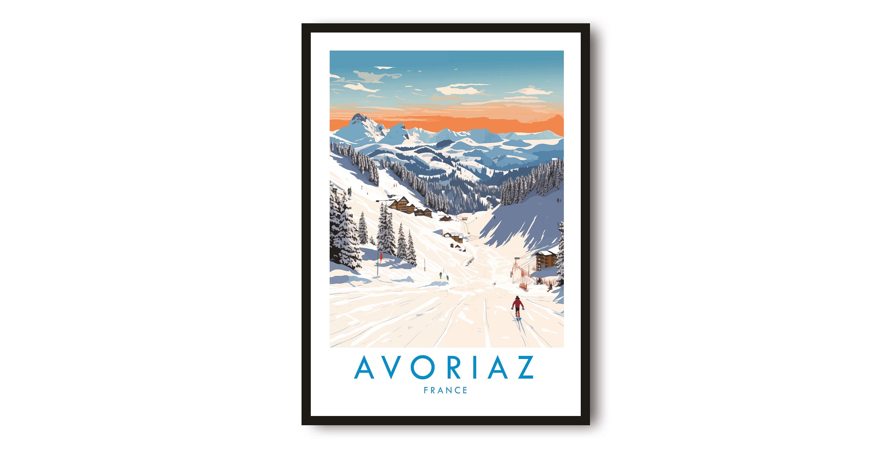 Avoriaz Travel Print, Avoriaz Travel Poster, France Print, Travel Decor, Popular Print, Skiing Print, Birthday Gift, A1/A2/A3/A4/A5