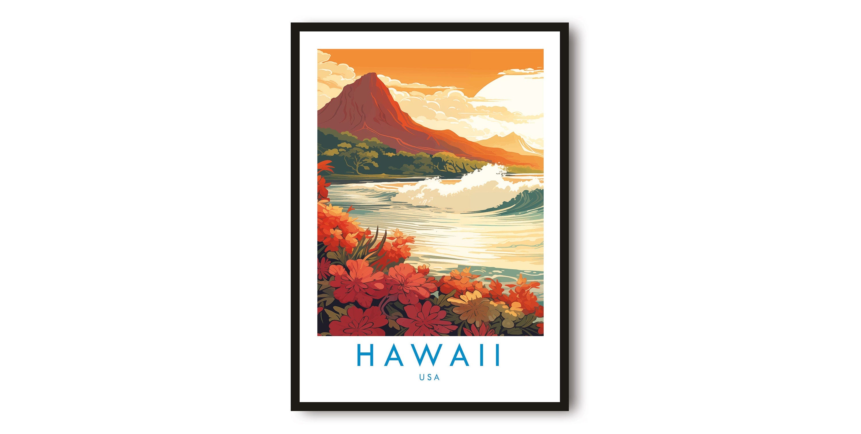 Hawaii Travel Print, Hawaii Travel Poster, Hawaii Print, Travel Decor, Popular Print, Birthday Gift, A1/A2/A3/A4/A5