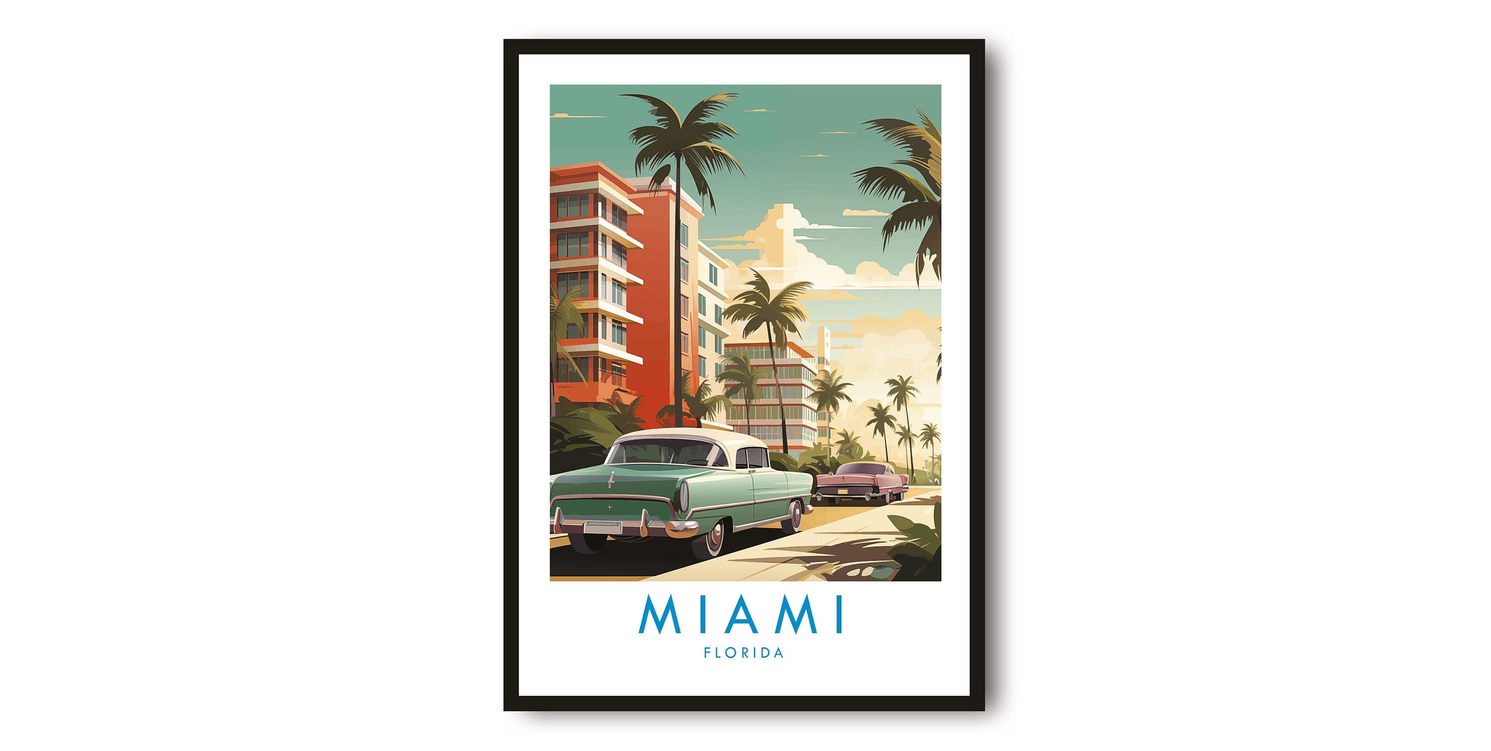 Miami Travel Print, Miami Travel Poster, Florida Print, Travel Decor, Popular Print, Birthday Gift, A1/A2/A3/A4/A5