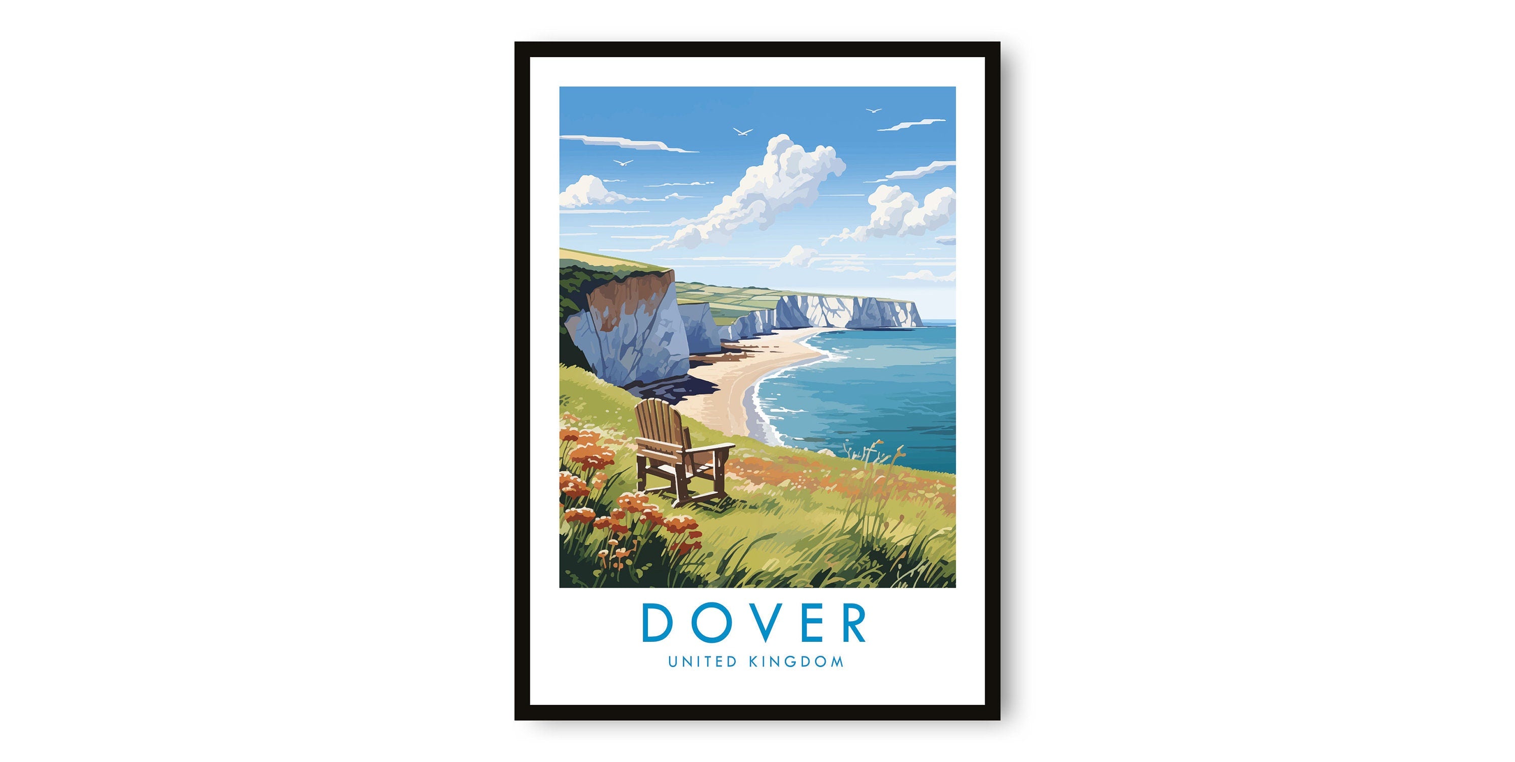Dover Travel Print, Dover Travel Poster, United Kingdom Print, Travel Decor, Popular Print, Birthday Gift, A1/A2/A3/A4/A5
