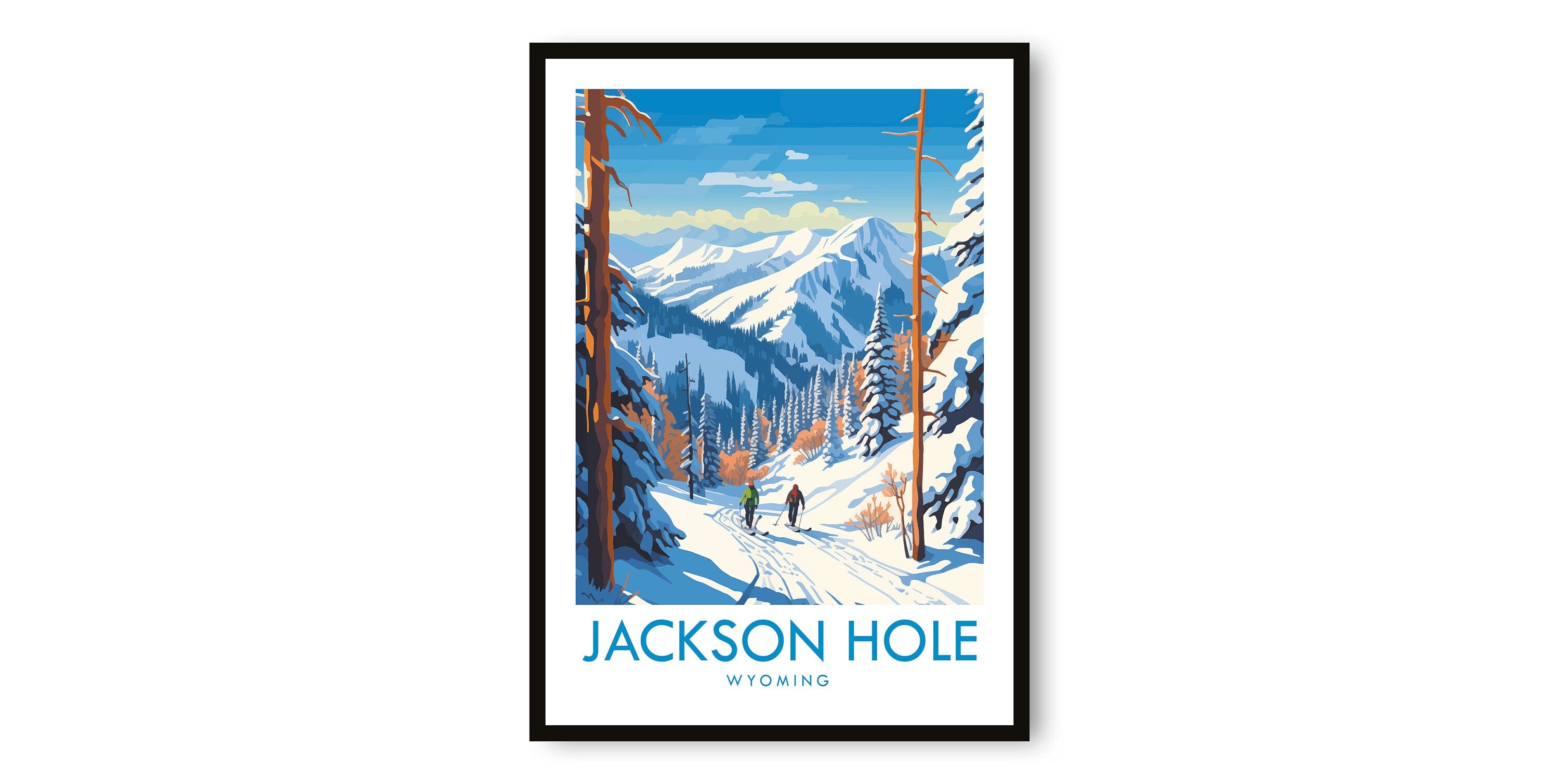 Jackson Hole Travel Print, Jackson Hole Travel Poster, Wyoming Print, Travel Art, Popular Print, Skiing Print, Birthday Gift, A1/A2/A3/A4/A5