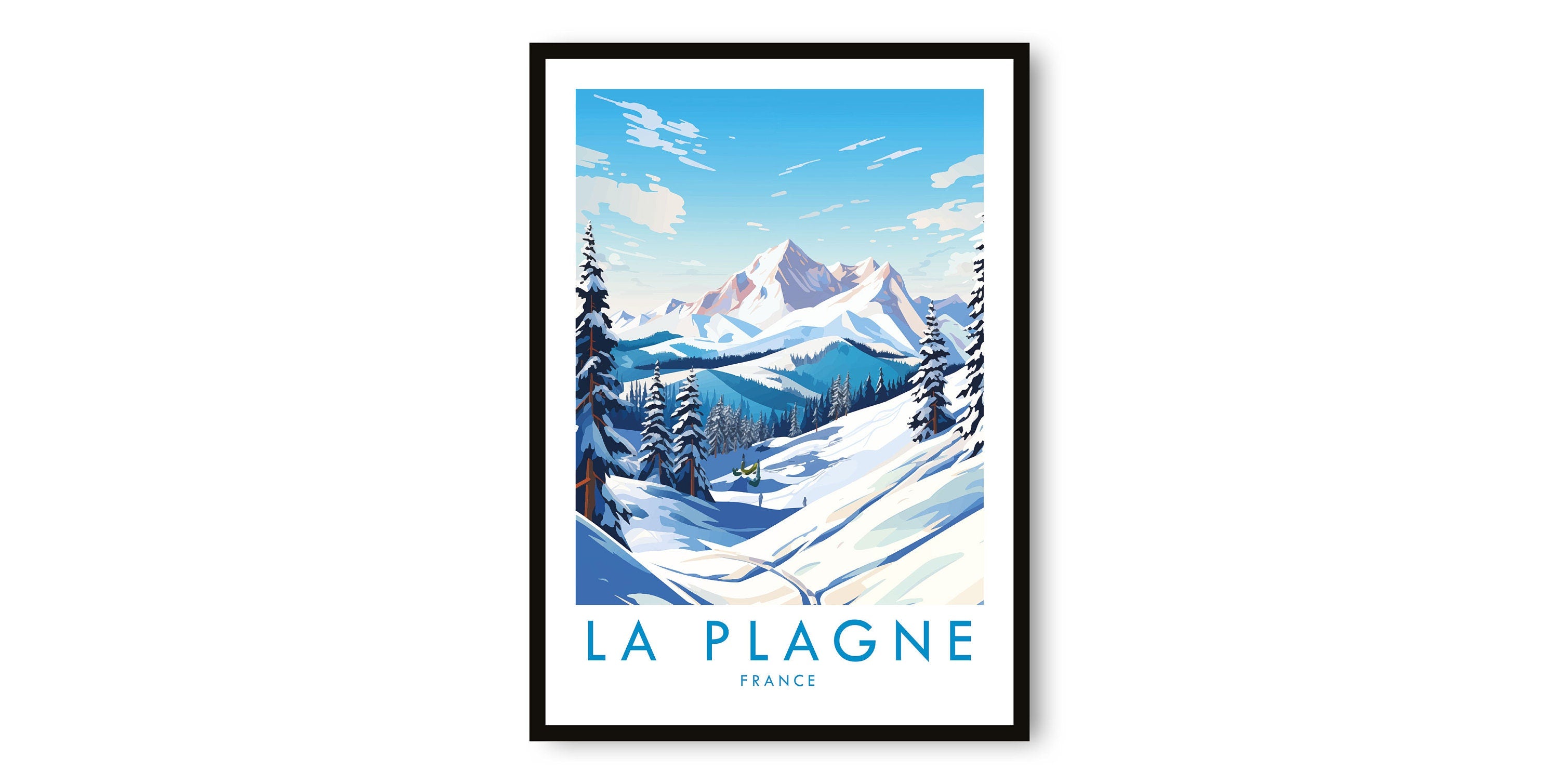 La Plagne Travel Print, La Plagne Travel Poster, France Print, Travel Decor, Popular Print, Skiing Print, Birthday Gift, A1/A2/A3/A4/A5