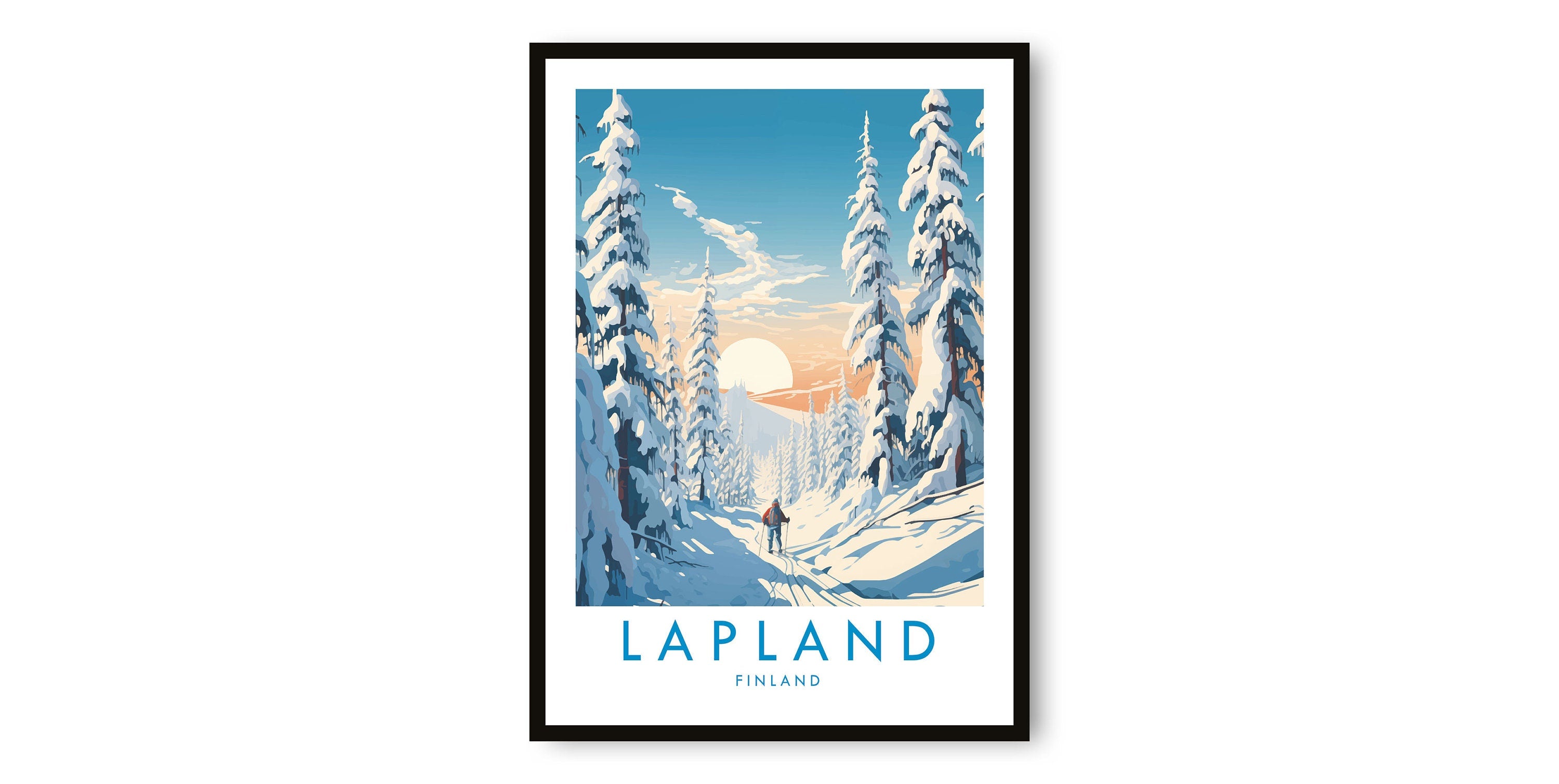 Lapland Travel Print, Lapland Travel Poster, Finland Print, Travel Decor, Popular Print, Skiing Print, Birthday Gift, A1/A2/A3/A4/A5