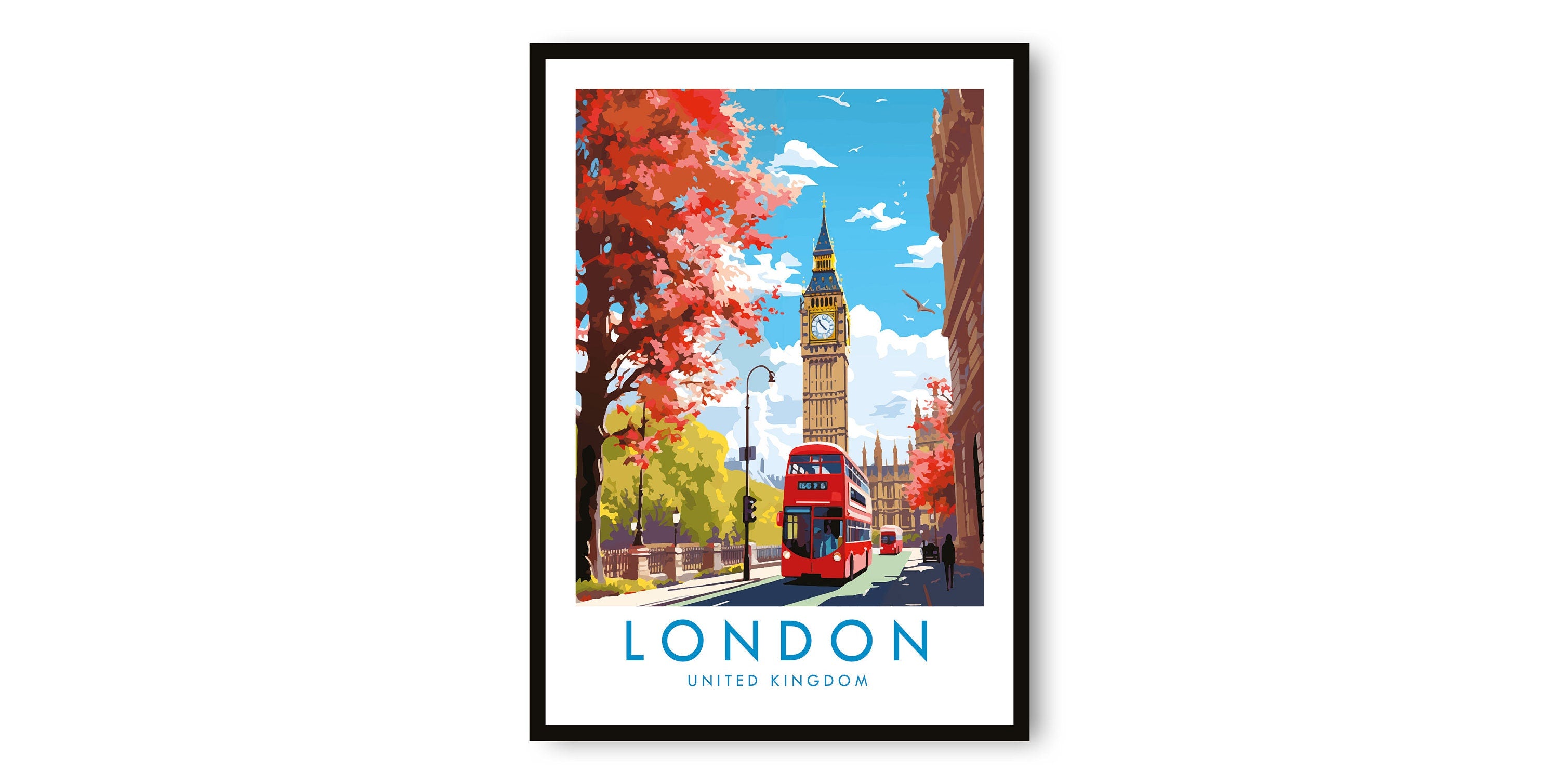 London Travel Print, London Travel Poster, United Kingdom Print, Travel Decor, Popular Print, Birthday Gift, A1/A2/A3/A4/A5