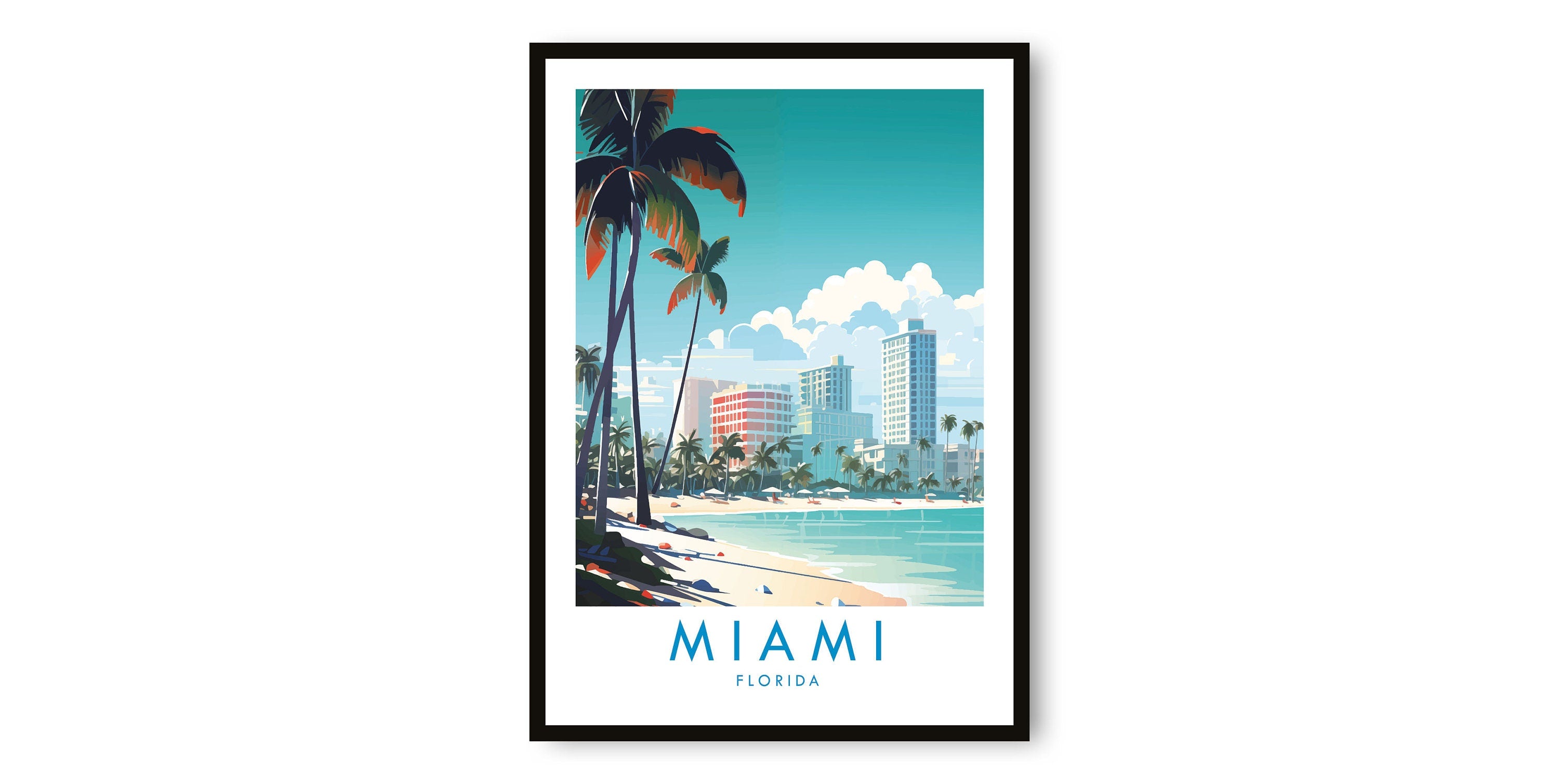 Miami Travel Print, Miami Travel Poster, Florida Print, Travel Decor, Popular Print, Birthday Gift, A1/A2/A3/A4/A5