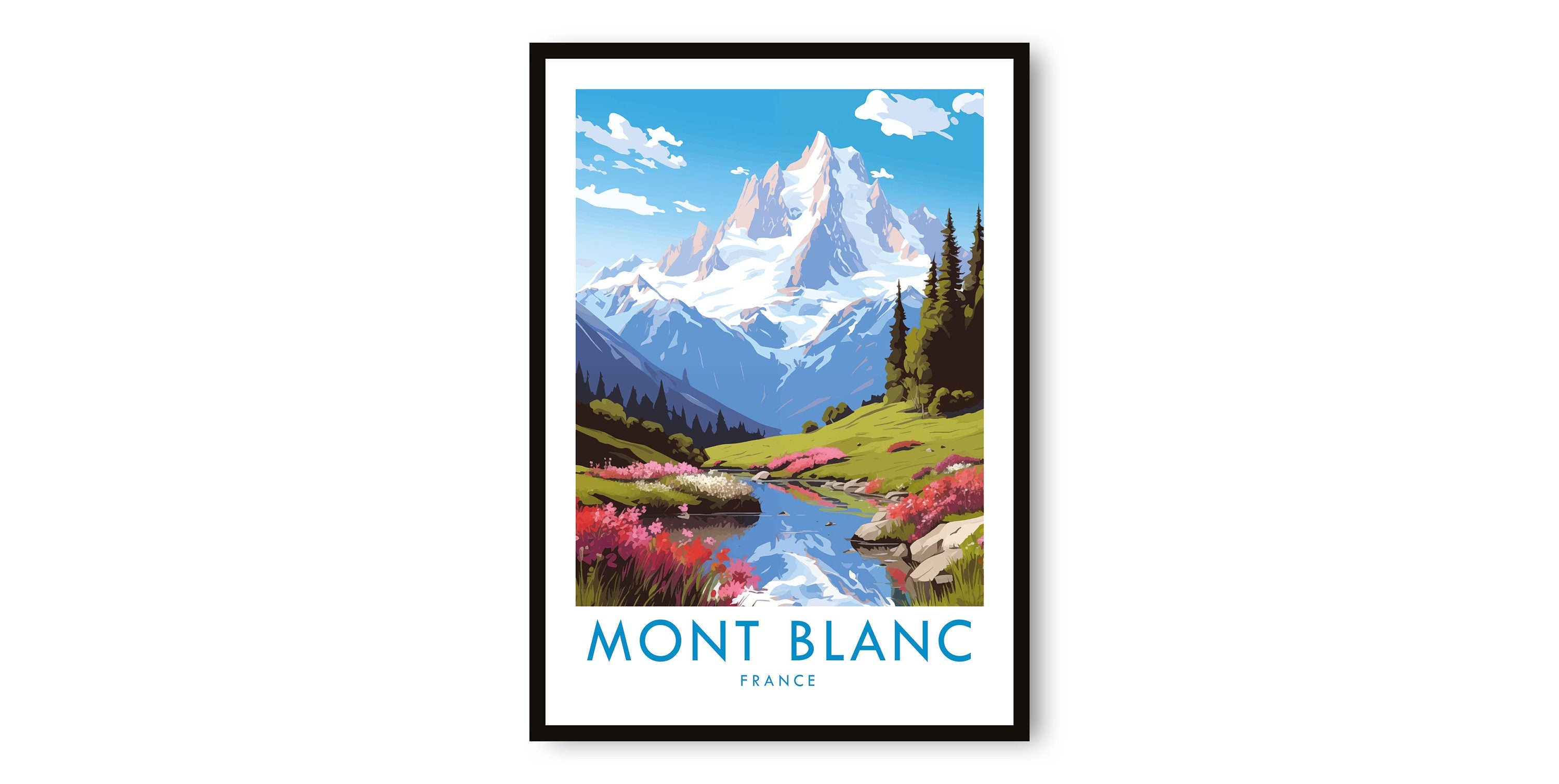 Mont Blanc Travel Print, Mont Blanc Travel Poster, France Print, Travel Decor, Popular Print, Birthday Gift, A1/A2/A3/A4/A5