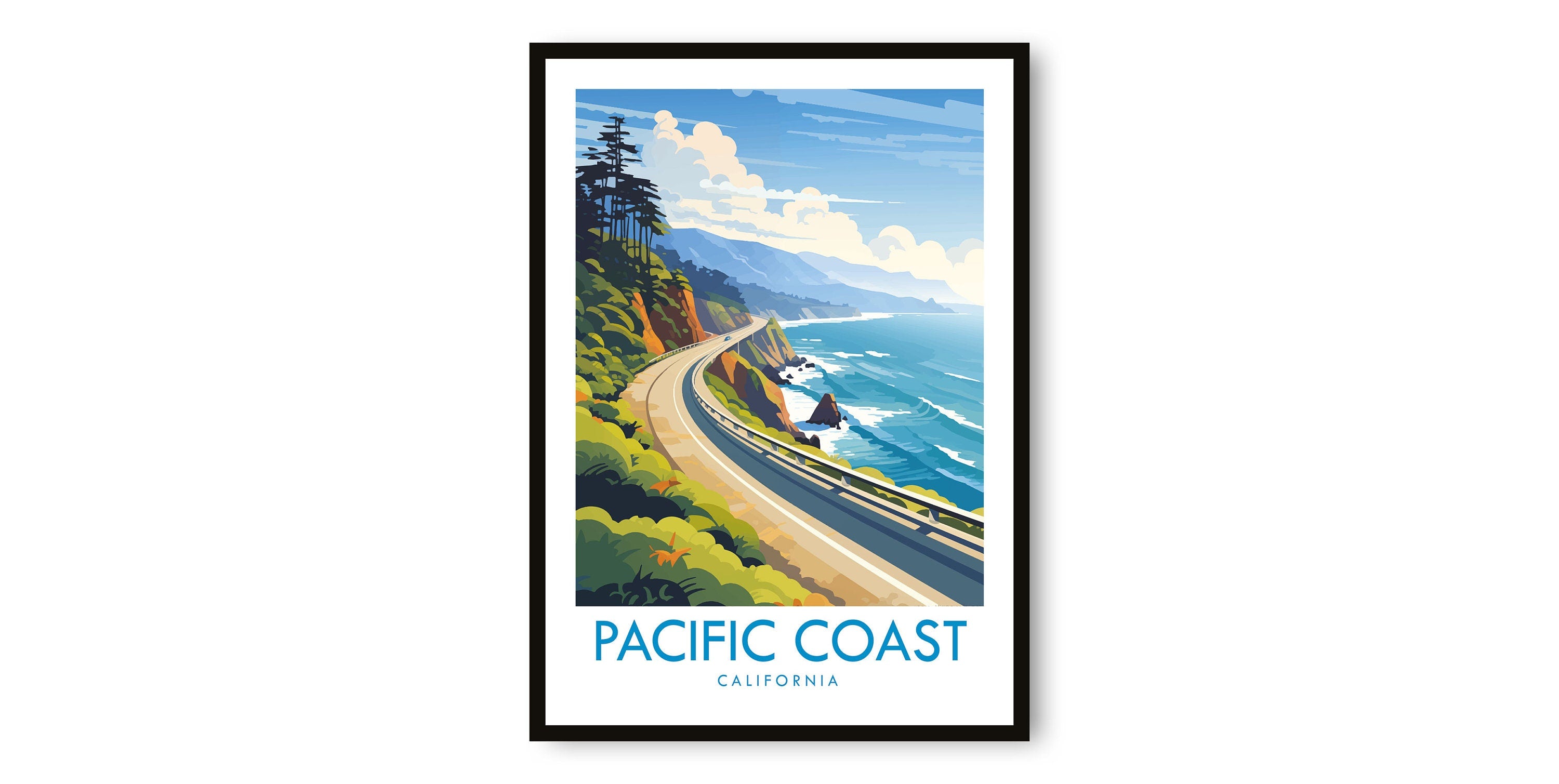 Pacific Coast Travel Print, Pacific Coast Travel Poster, California Print, Travel Decor, Popular Print, Birthday Gift, A1/A2/A3/A4/A5