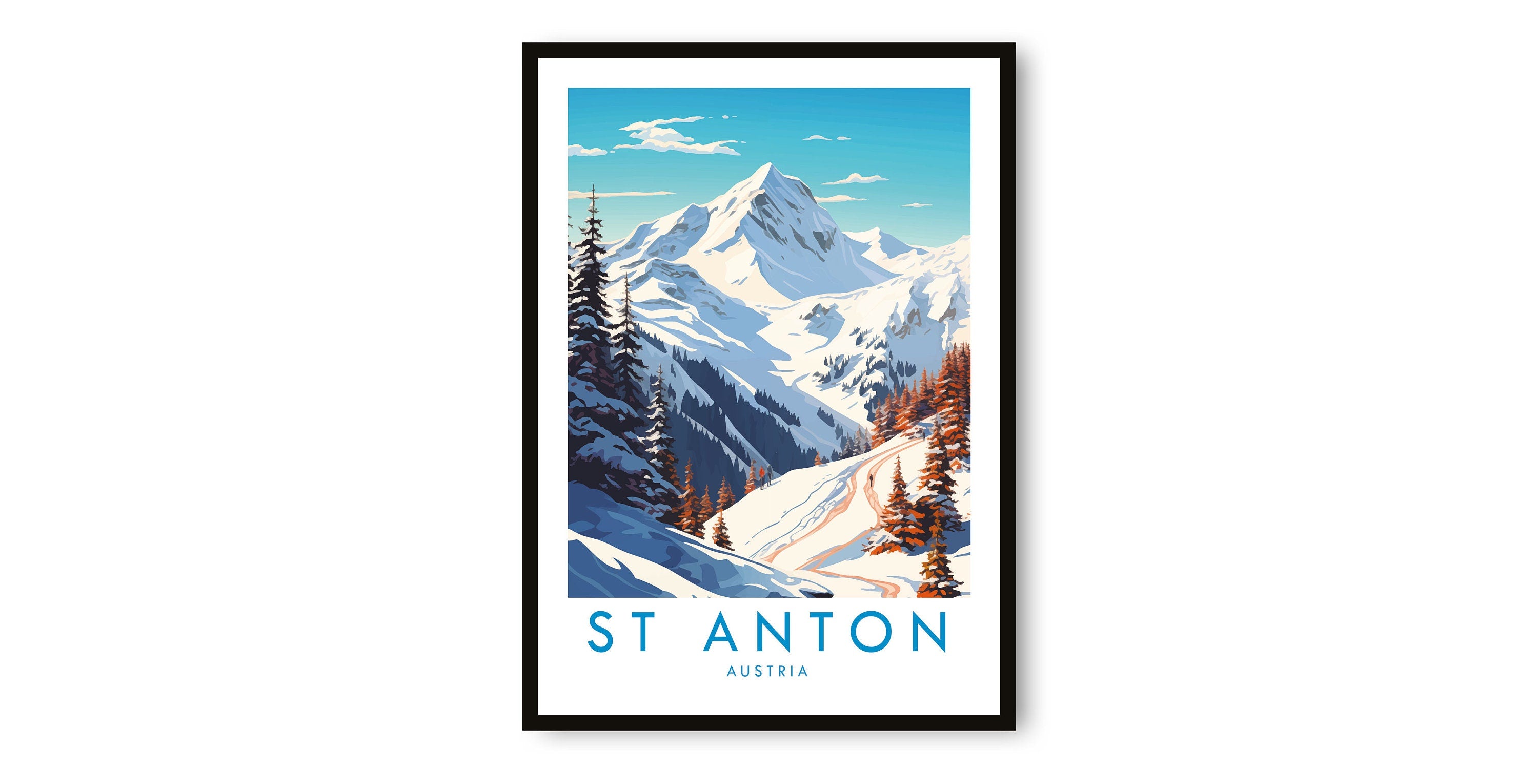 St Anton Travel Print, St Anton Travel Poster, Austria Print, Travel Decor, Popular Print, Skiing Print, Birthday Gift, A1/A2/A3/A4/A5