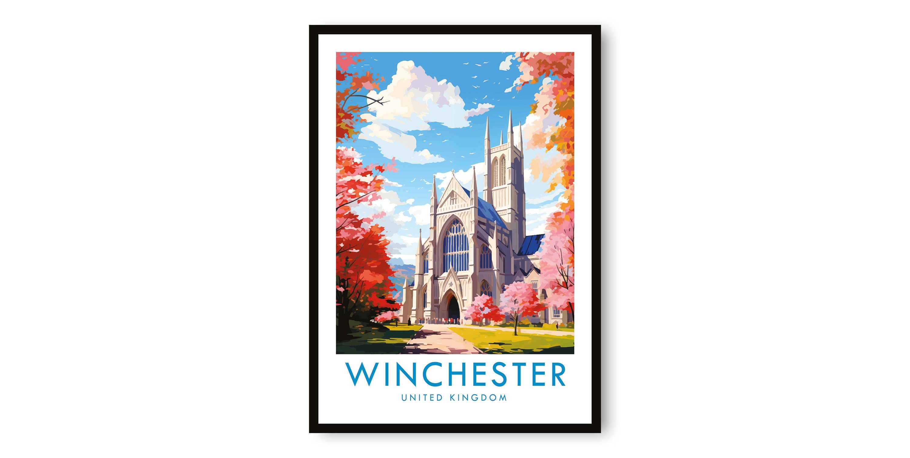 Winchester Travel Print, Winchester Travel Poster, United Kingdom Print, Travel Decor, Popular Print, Birthday Gift, A1/A2/A3/A4/A5