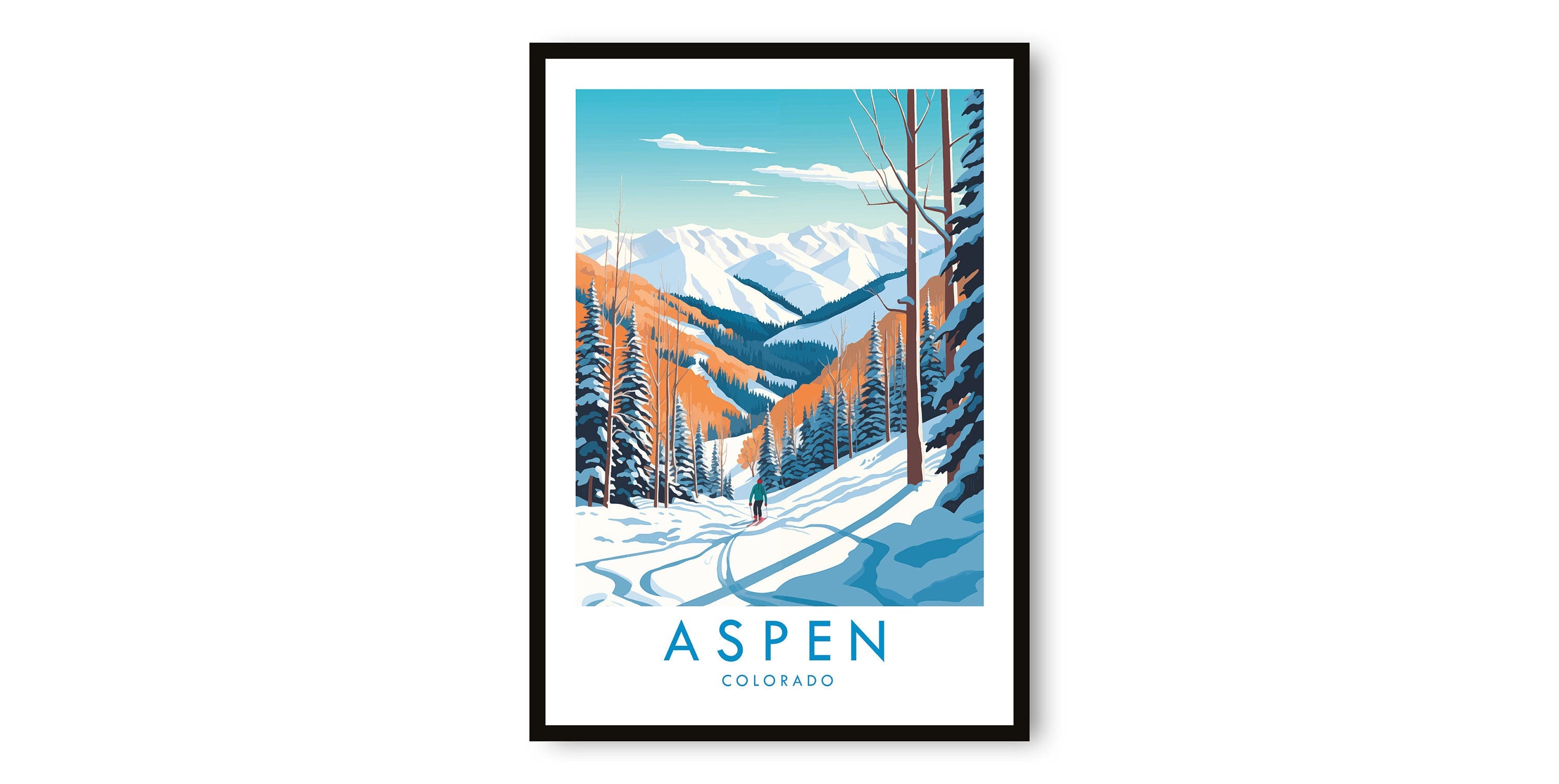 Aspen Travel Print, Aspen Travel Poster, Colorado Print, Travel Decor, Popular Print, Skiing Print, Birthday Gift, A1/A2/A3/A4/A5