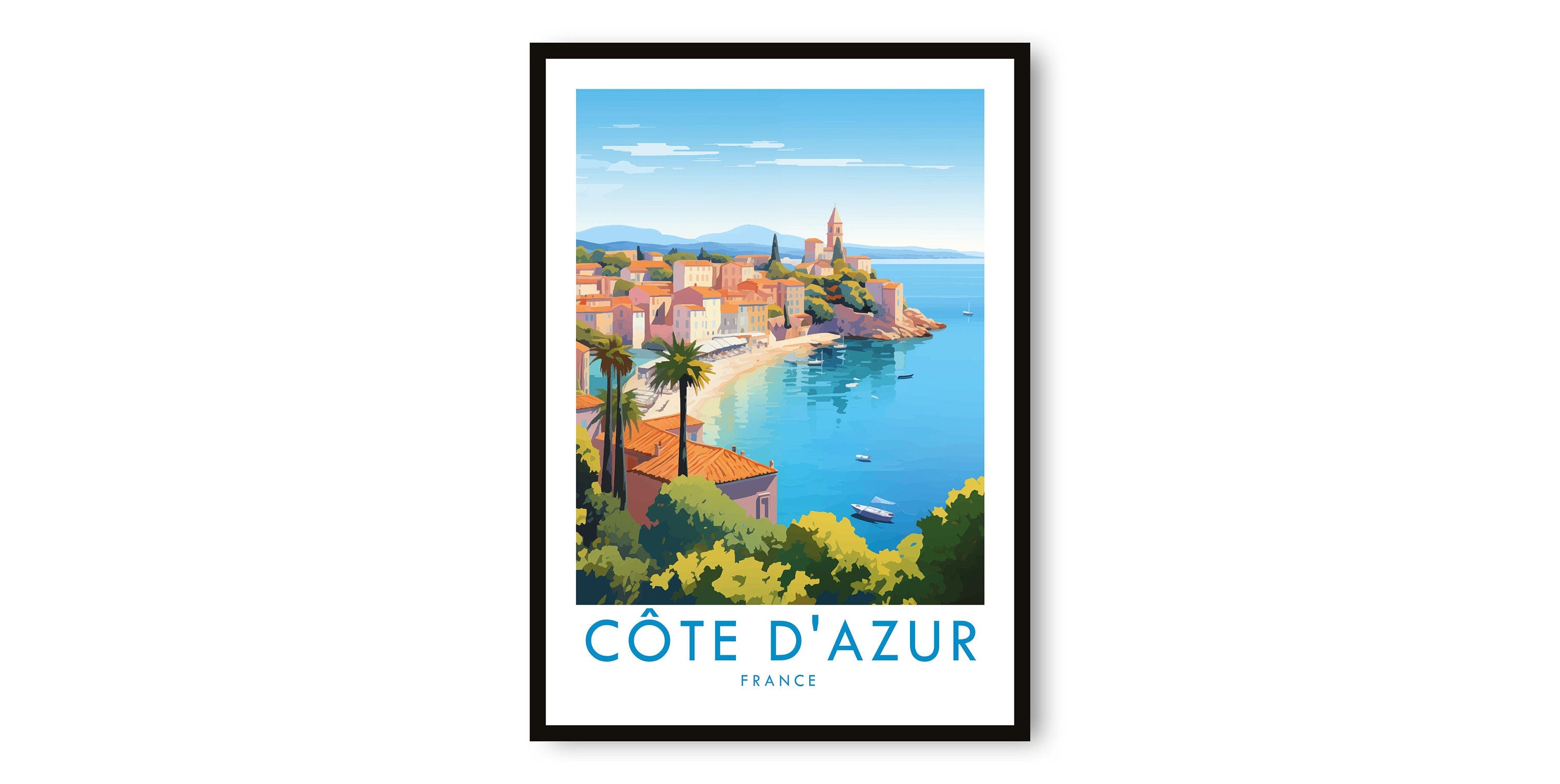 Cote D'Azur Travel Print, Cote D'Azur Travel Poster, France Print, Travel Decor, Popular Print, Birthday Gift, A1/A2/A3/A4/A5