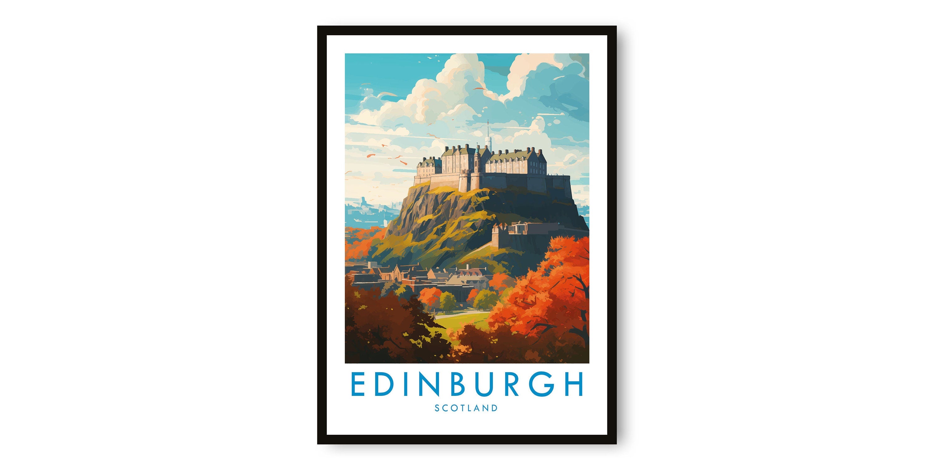 Edinburgh Travel Print, Edinburgh Travel Poster, United Kingdom Print, Travel Decor, Popular Print, Birthday Gift, A1/A2/A3/A4/A5
