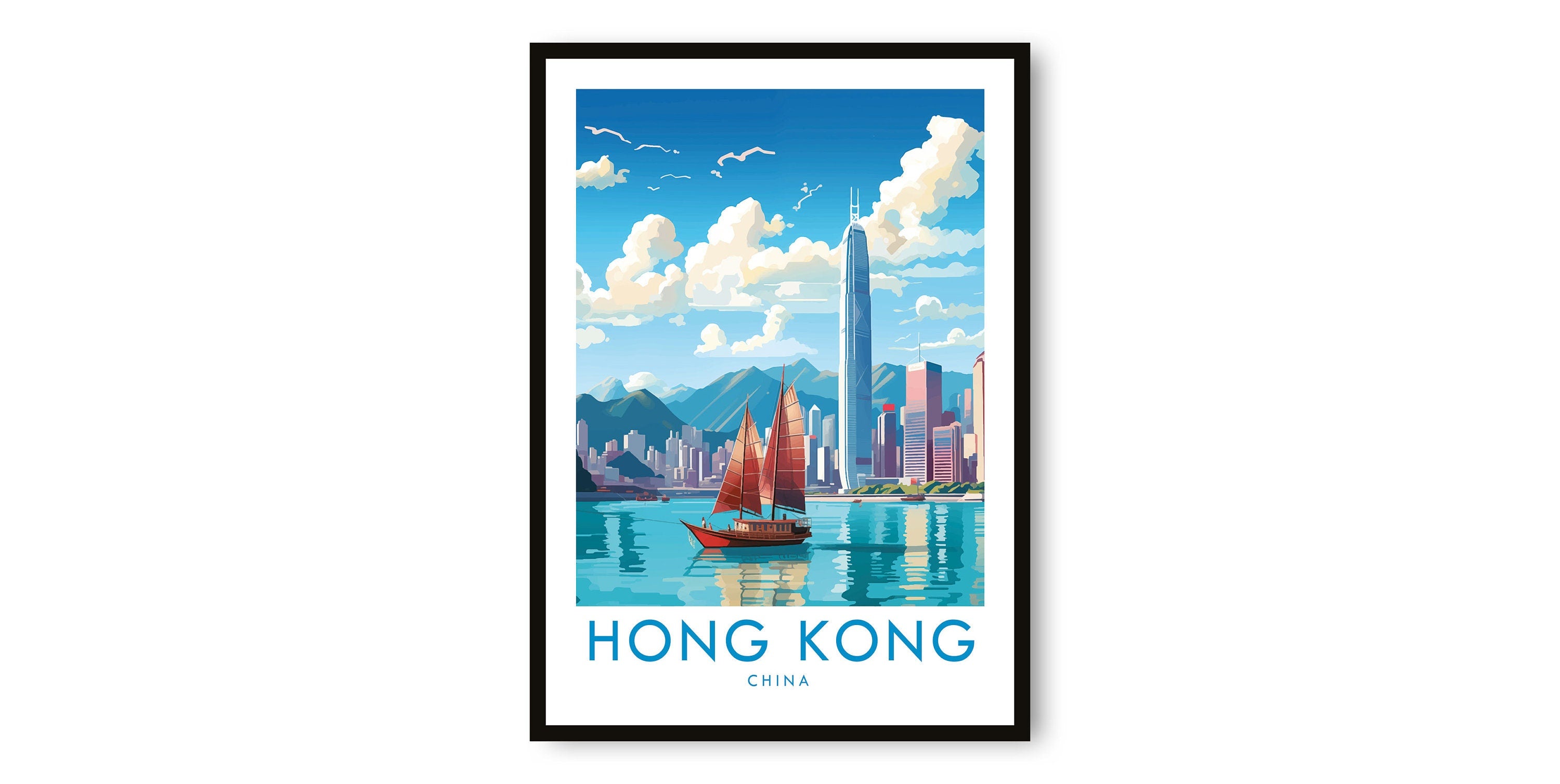Hong Kong Travel Print, Hong Kong Travel Poster, China Print, Travel Decor, Popular Print, Birthday Gift, A1/A2/A3/A4/A5