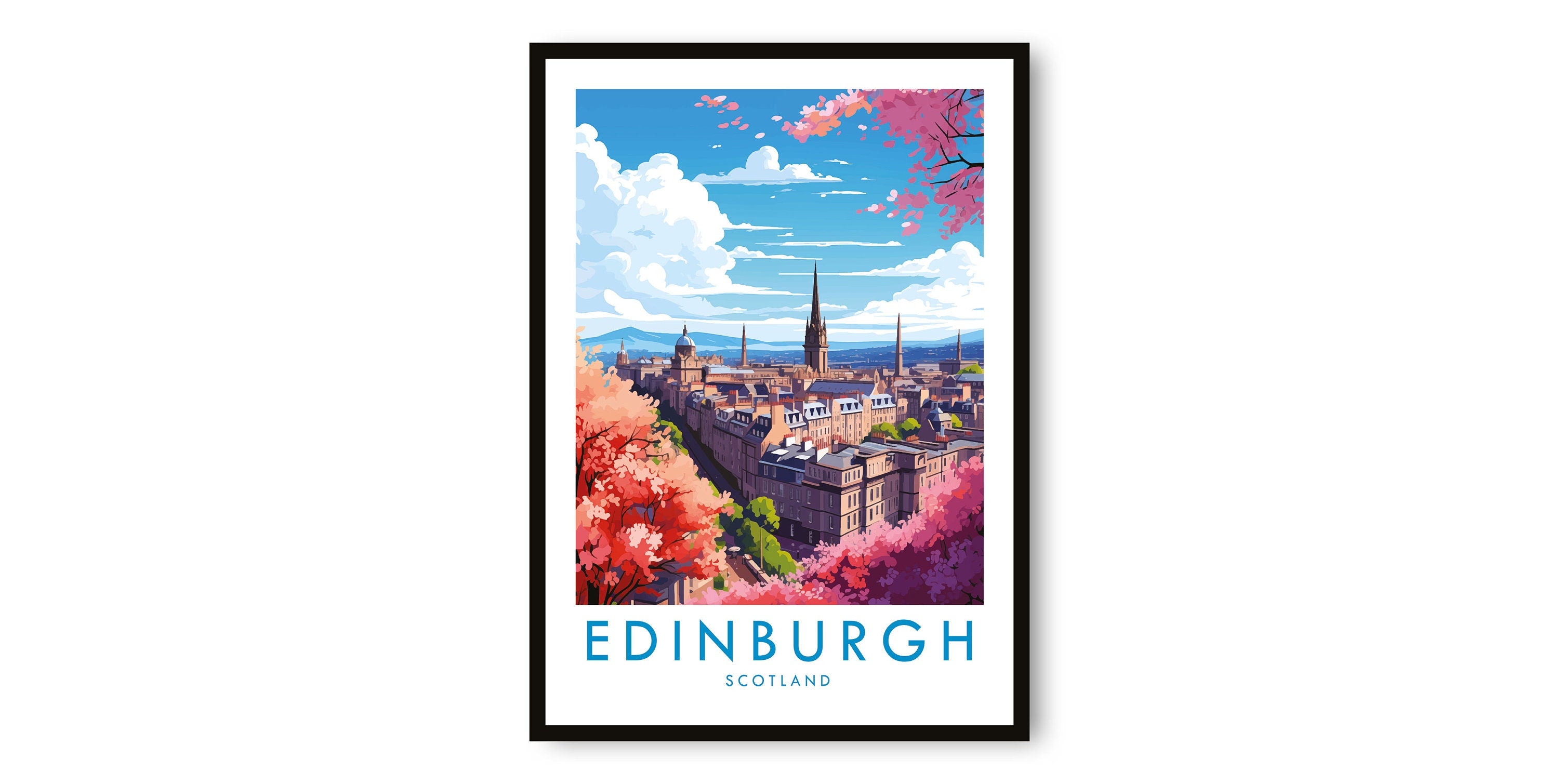 Edinburgh Travel Print, Edinburgh Travel Poster, United Kingdom Print, Travel Decor, Popular Print, Birthday Gift, A1/A2/A3/A4/A5