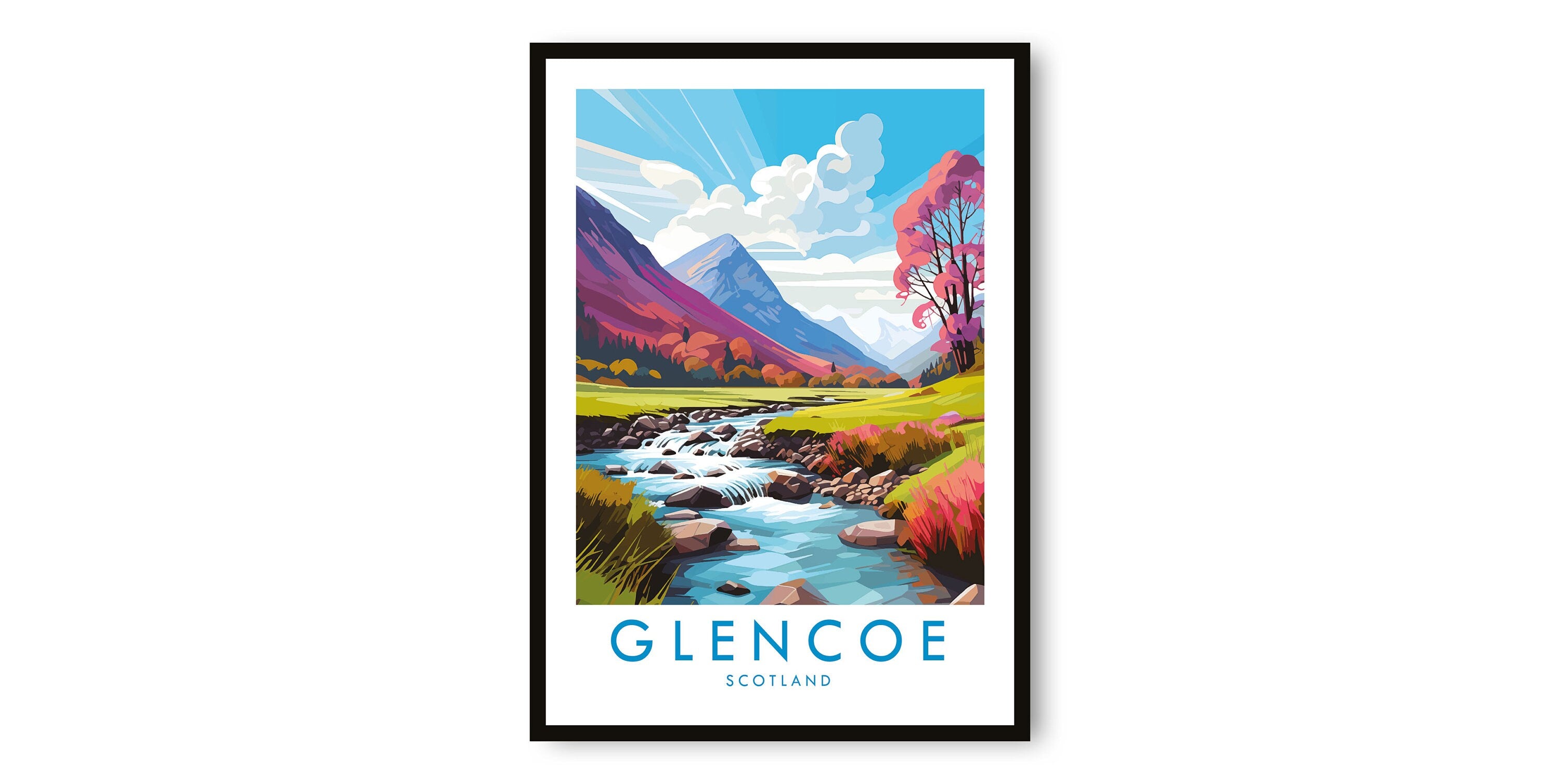 Glencoe Travel Print, Glencoe Travel Poster, United Kingdom Print, Travel Decor, Popular Print, Birthday Gift, A1/A2/A3/A4/A5