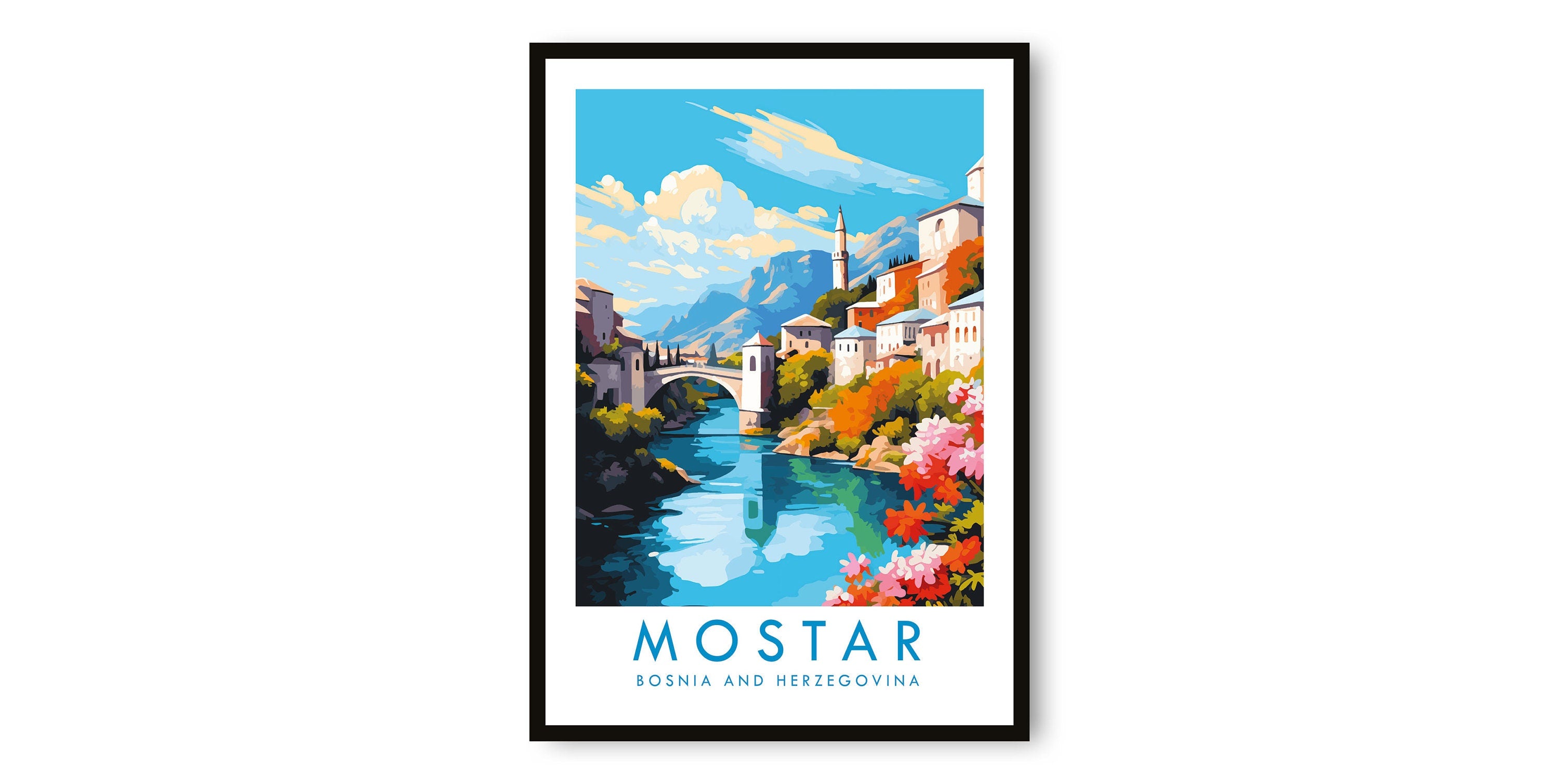 Mostar Travel Print, Mostar Travel Poster, Bosnia and Herzegovina Print, Travel Decor, Popular Print, Birthday Gift, A1/A2/A3/A4/A5