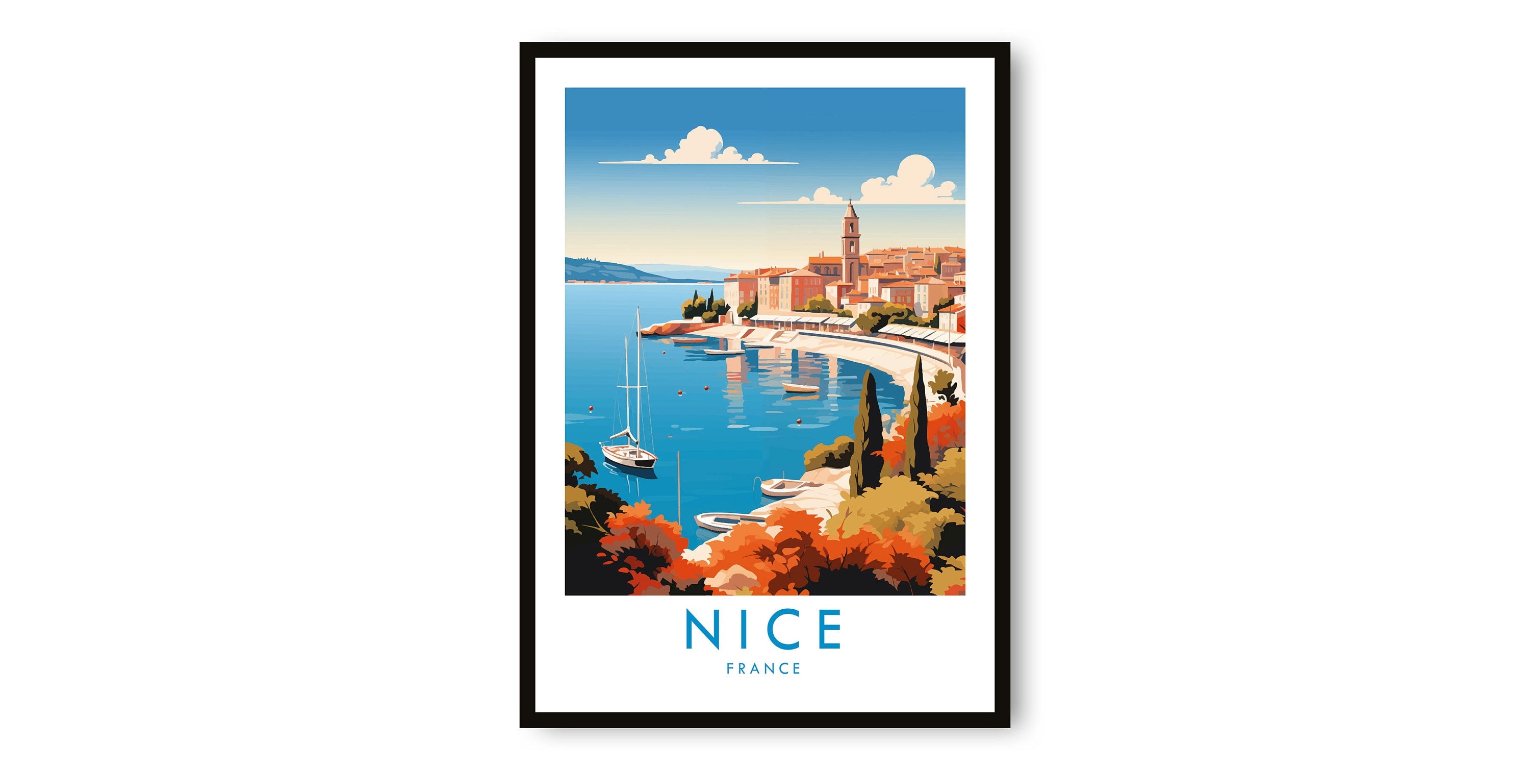 Nice Travel Print, Nice Travel Poster, France Print, Travel Decor, Popular Print, Birthday Gift, A1/A2/A3/A4/A5