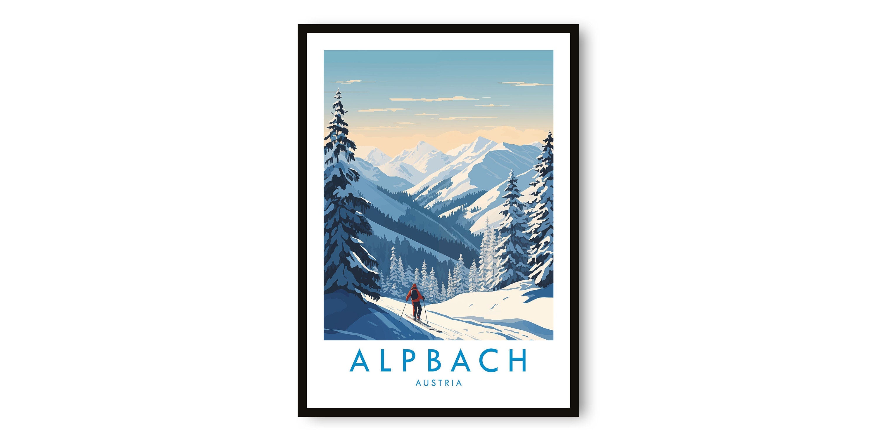 Alpbach Travel Print, Alpbach Travel Poster, Austria Print, Travel Decor, Popular Print, Skiing Print, Birthday Gift, A1/A2/A3/A4/A5