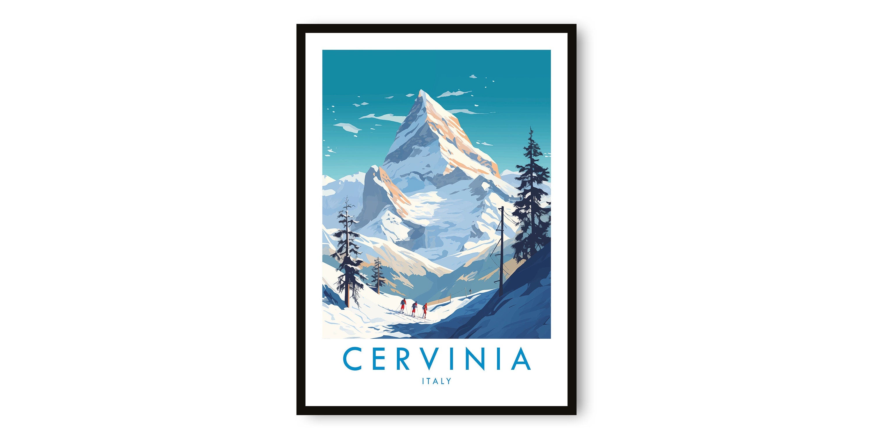 Cervinia Travel Print, Cervinia Travel Poster, Italy Print, Travel Decor, Popular Print, Skiing Print, Birthday Gift, A1/A2/A3/A4/A5