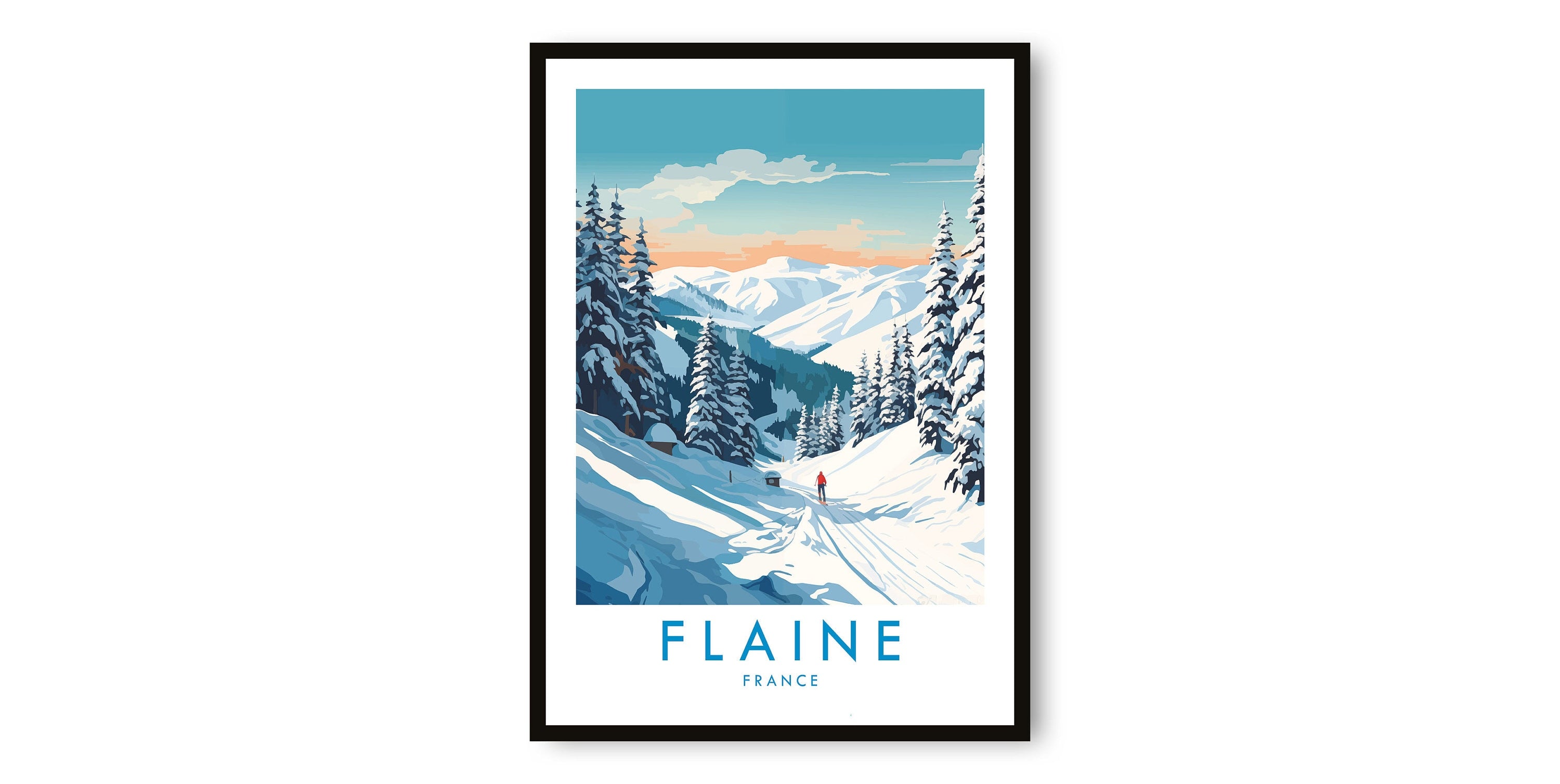 Flaine Travel Print, Flaine Travel Poster, France Print, Travel Decor, Popular Print, Skiing Print, Birthday Gift, A1/A2/A3/A4/A5