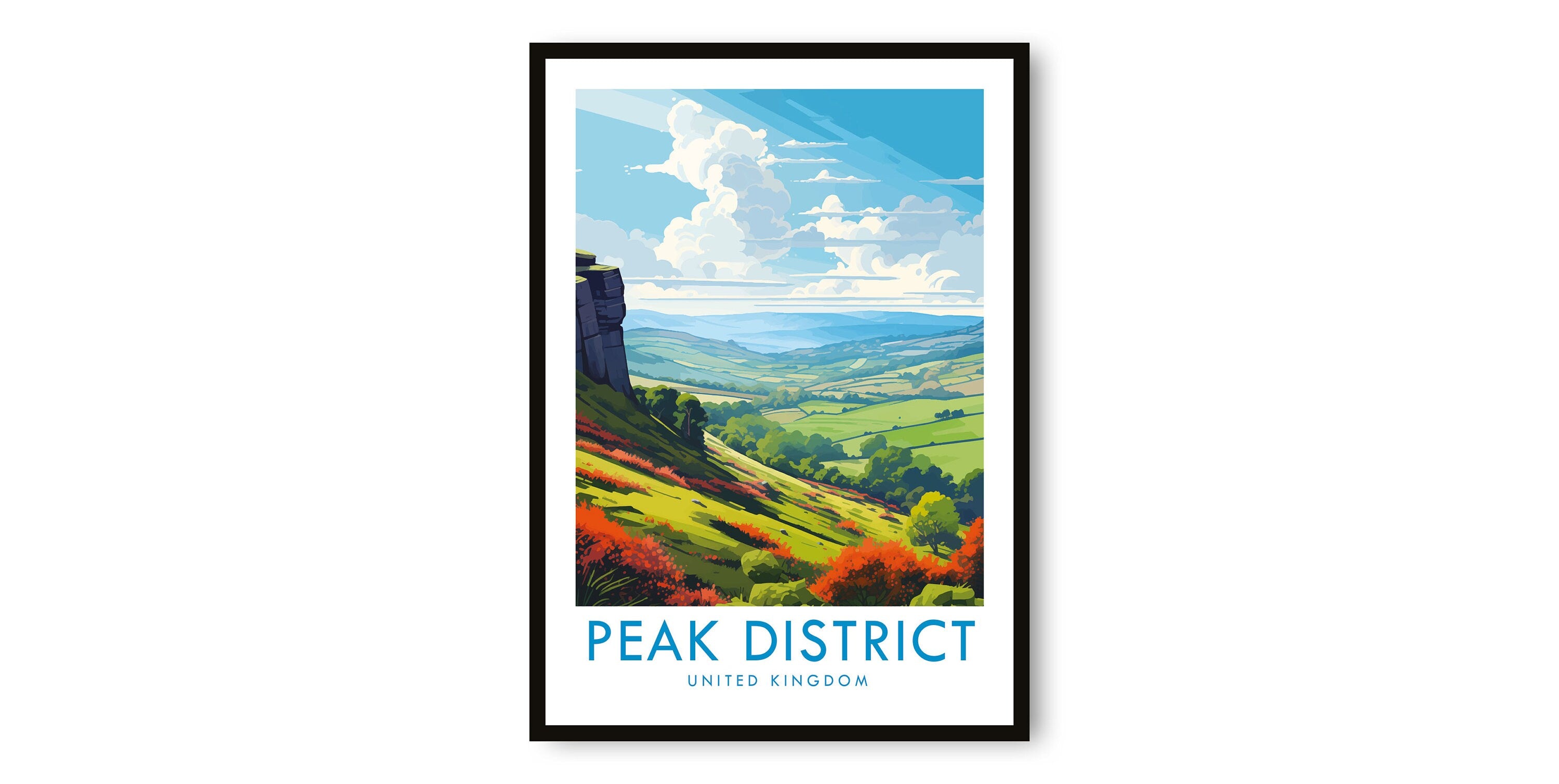 Peak District Travel Print, Peak District Travel Poster, United Kingdom Print, Travel Decor, Popular Print, Birthday Gift, A1/A2/A3/A4/A5