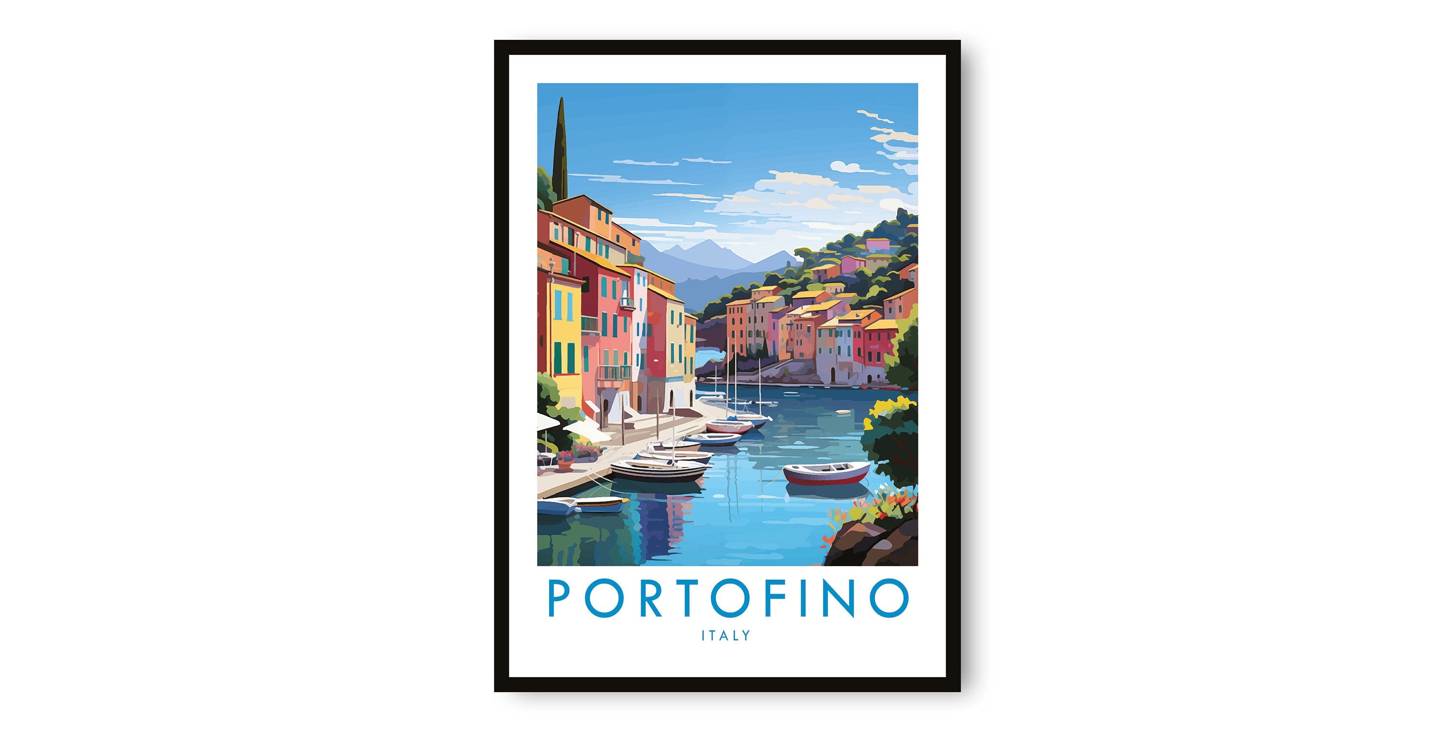 Portofino Travel Print, Portofino Travel Poster, Italy Print, Travel Decor, Popular Print, Birthday Gift, A1/A2/A3/A4/A5