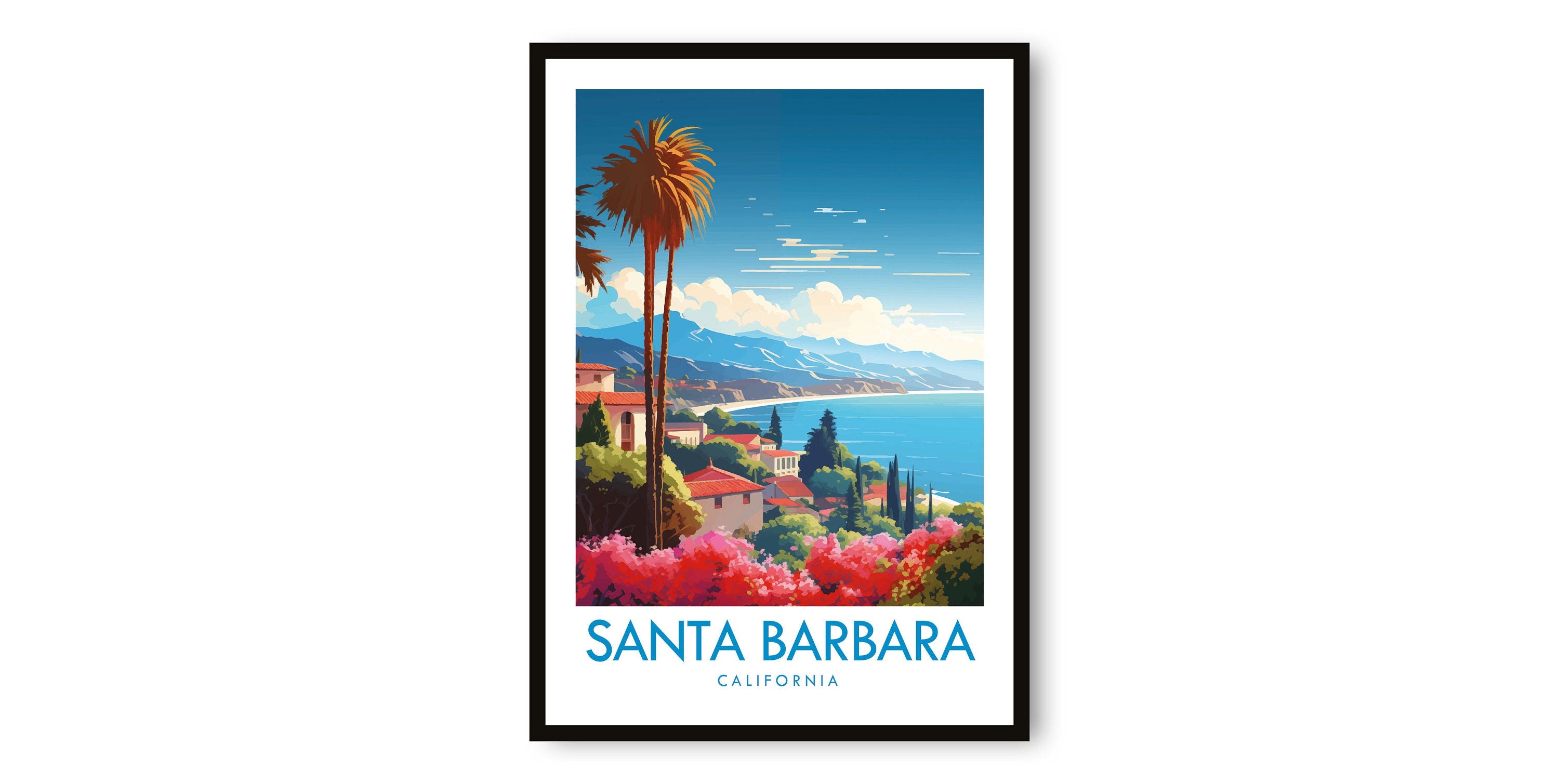 Santa Barbara Travel Print, Santa Barbara Travel Poster, California Print, Travel Decor, Popular Print, Birthday Gift, A1/A2/A3/A4/A5