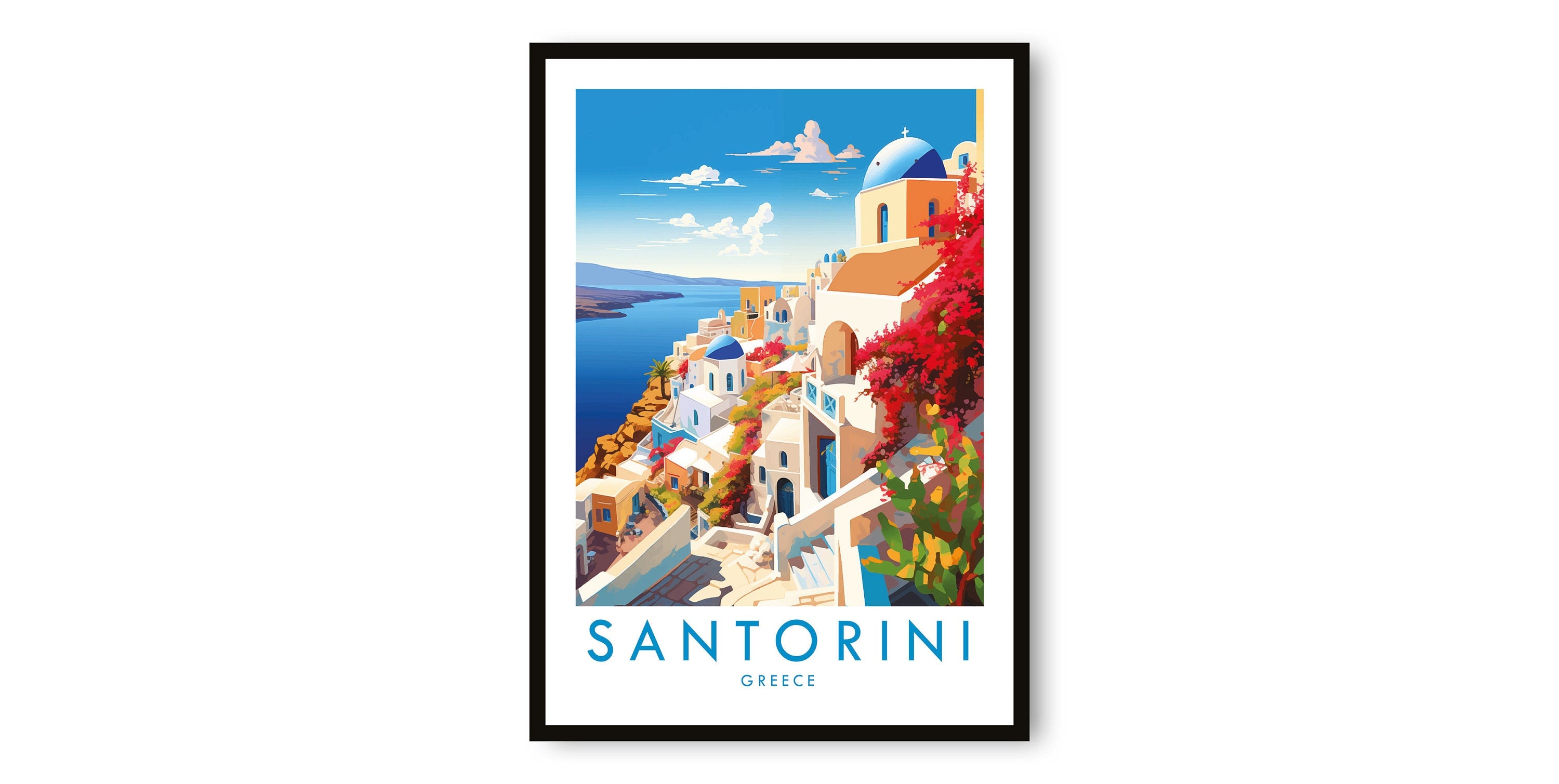 Santorini Travel Print, Santorini Travel Poster, Greece Print, Travel Decor, Popular Print, Birthday Gift, A1/A2/A3/A4/A5
