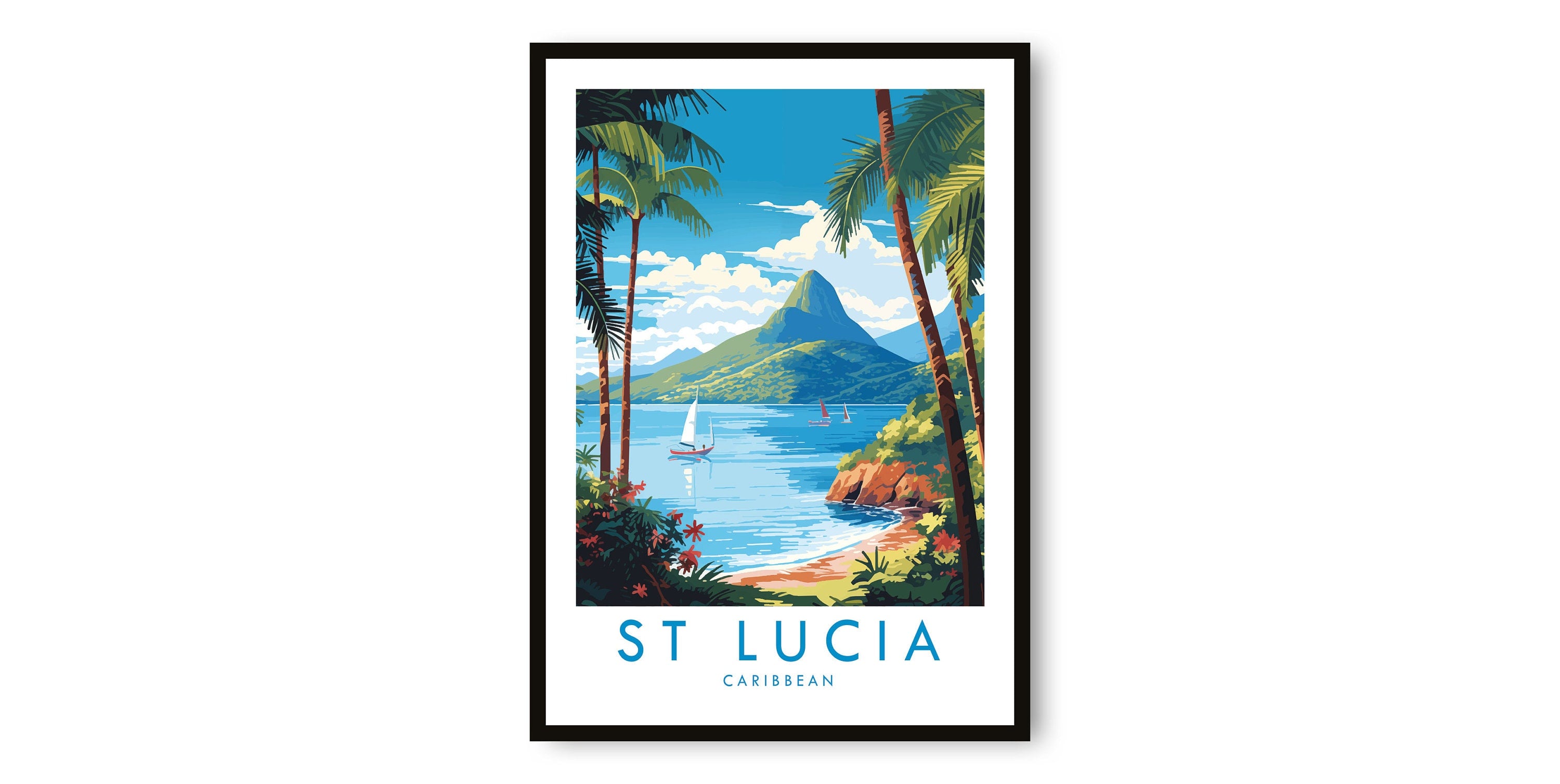 St Lucia Travel Print, St Lucia Travel Poster, Caribbean Print, Travel Decor, Popular Print, Birthday Gift, A1/A2/A3/A4/A5