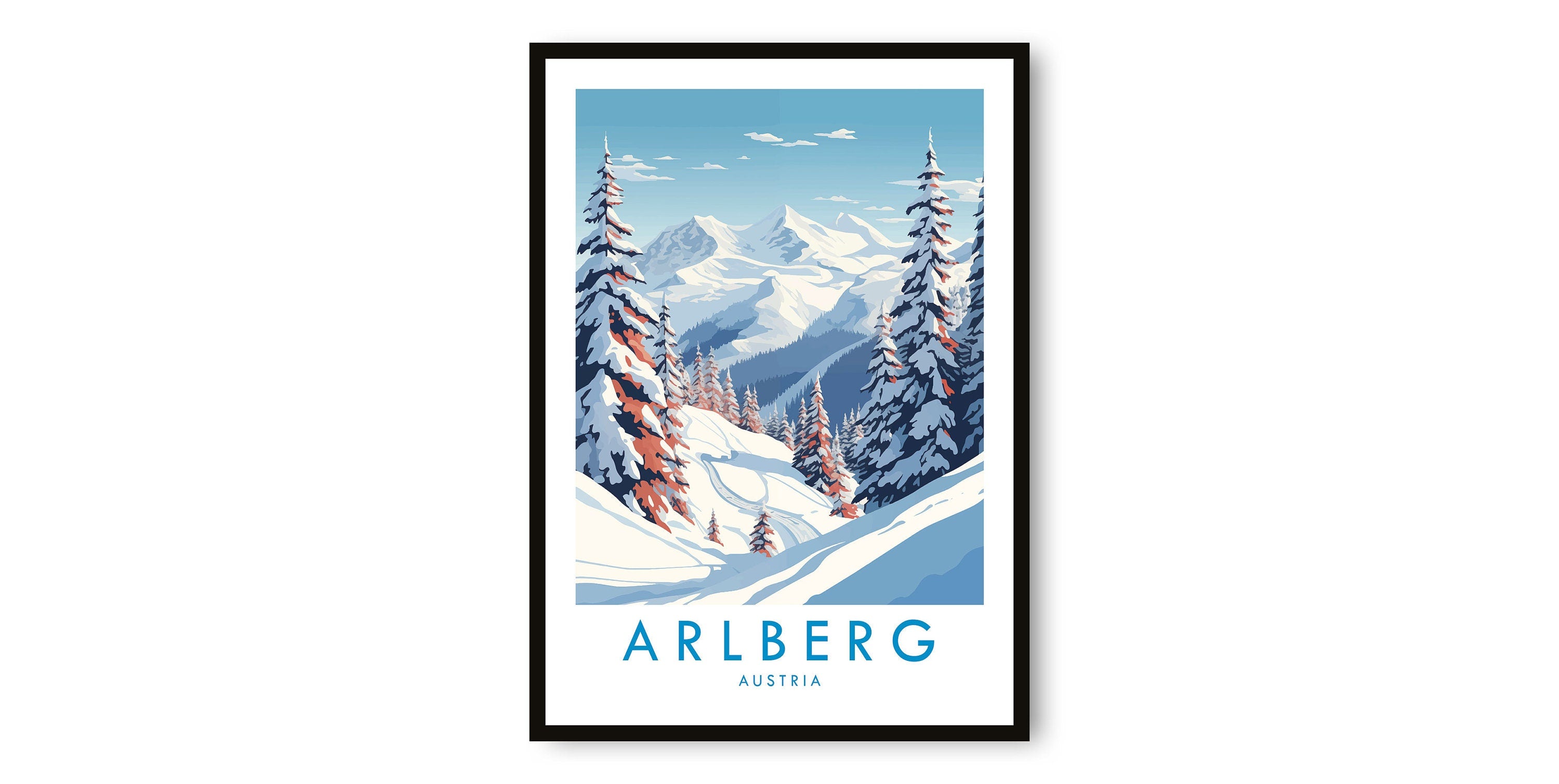 Arlberg Travel Print, Arlberg Travel Poster, Austria Print, Travel Decor, Popular Print, Skiing Print, Birthday Gift, A1/A2/A3/A4/A5