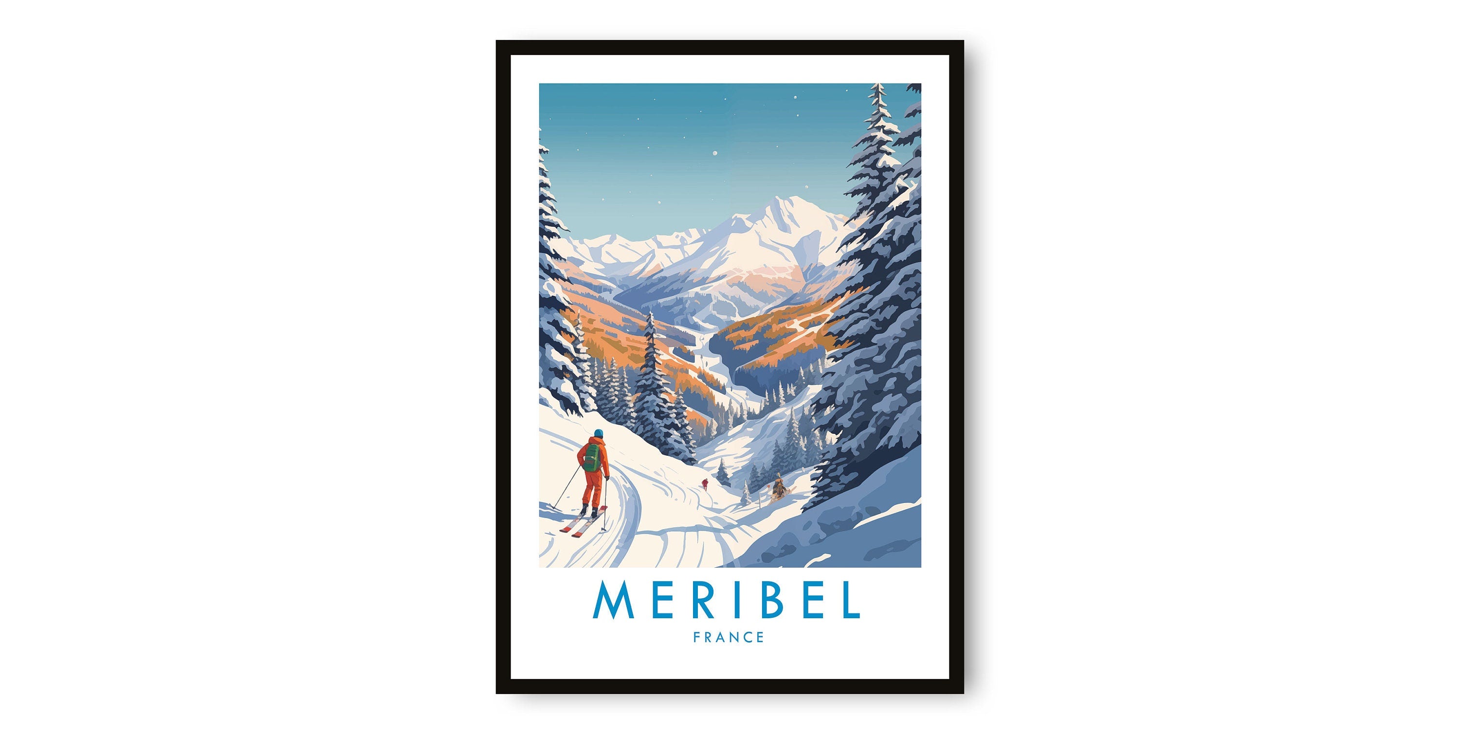 Meribel Travel Print, Meribel Travel Poster, France Print, Travel Decor, Popular Print, Skiing Print, Birthday Gift, A1/A2/A3/A4/A5