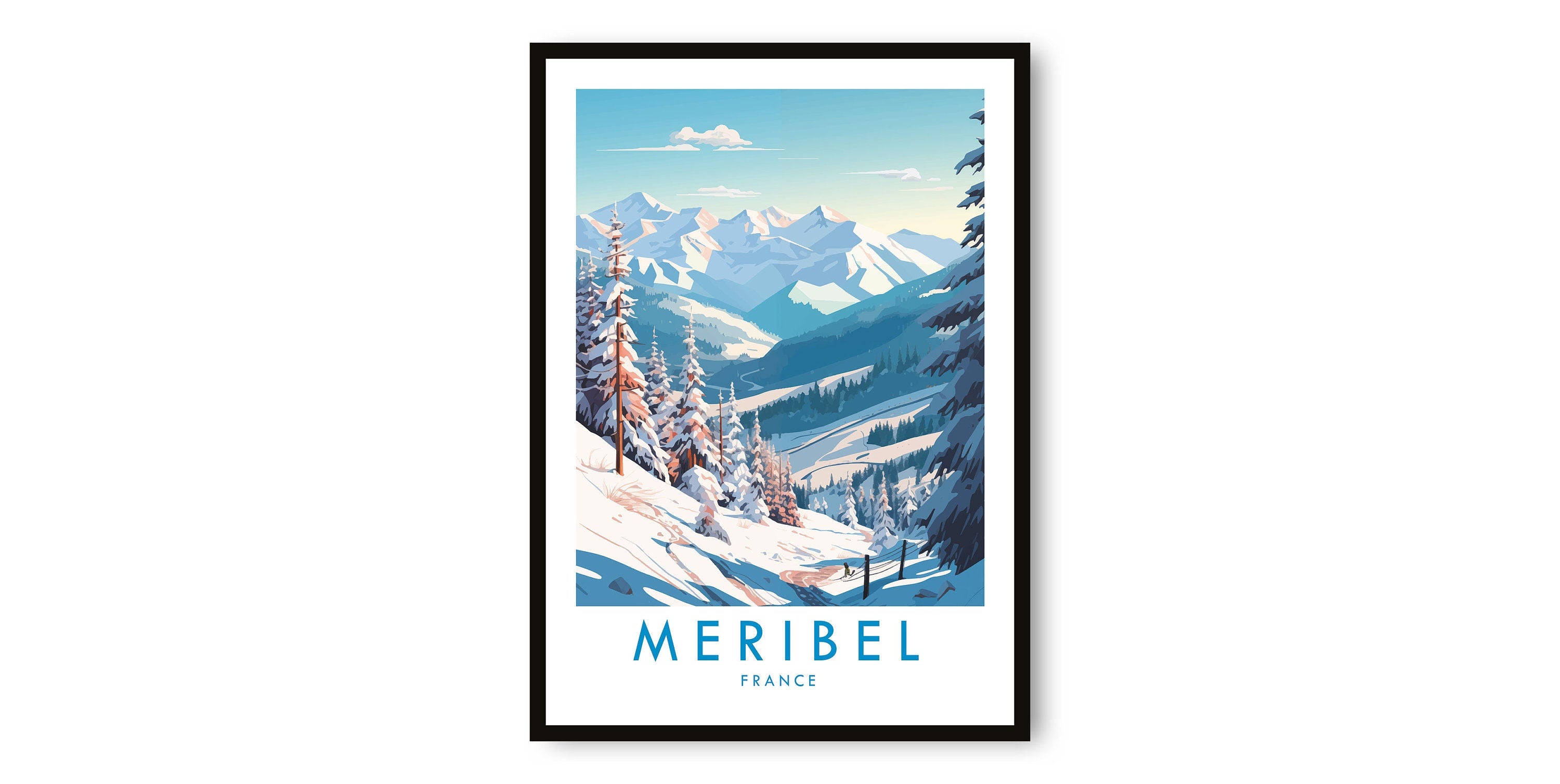 Meribel Travel Print, Meribel Travel Poster, France Print, Travel Decor, Popular Print, Skiing Print, Birthday Gift, A1/A2/A3/A4/A5