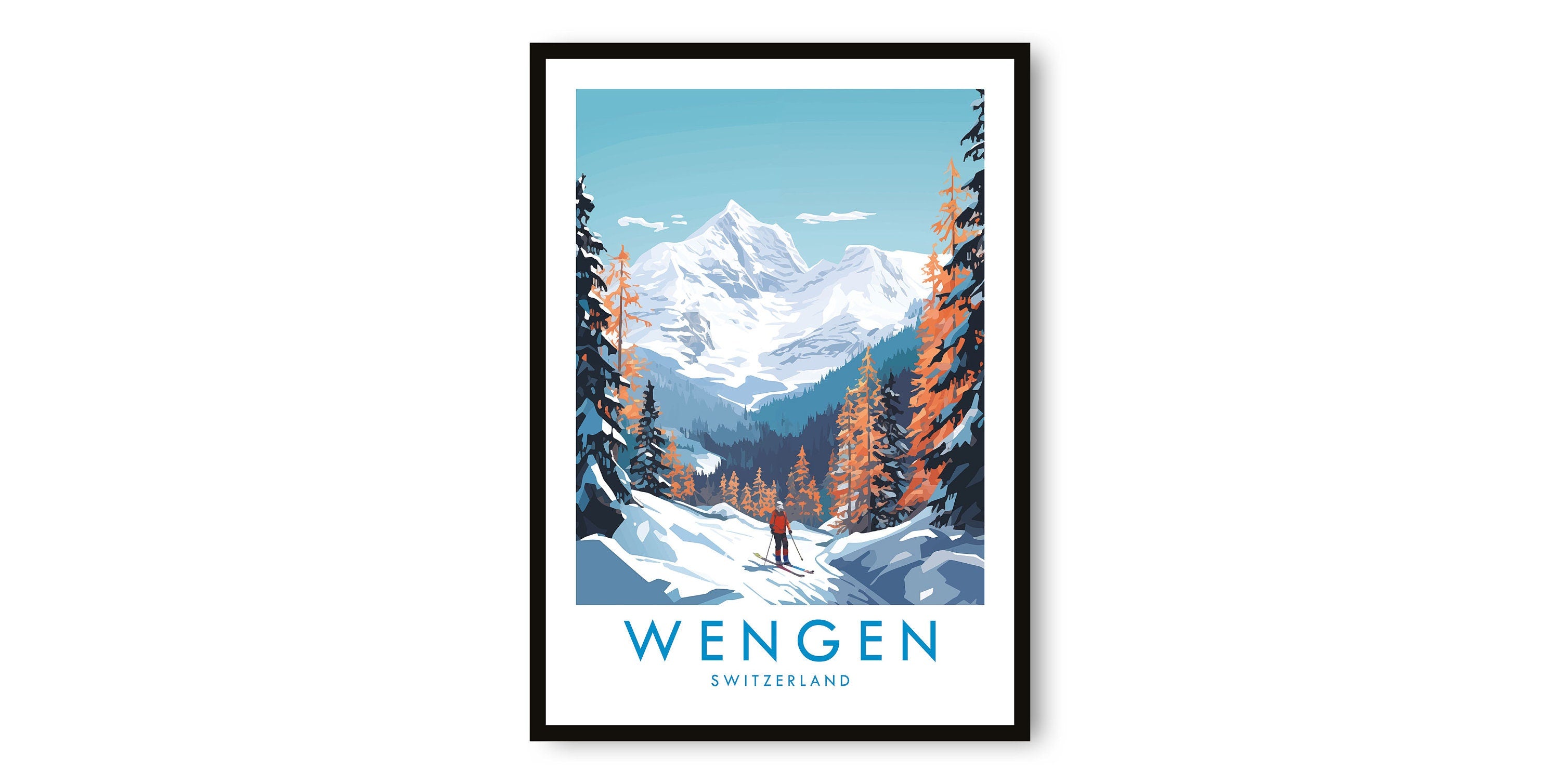 Wengen Travel Print, Wengen Travel Poster, Switzerland Print, Travel Decor, Popular Print, Skiing Print, Birthday Gift, A1/A2/A3/A4/A5