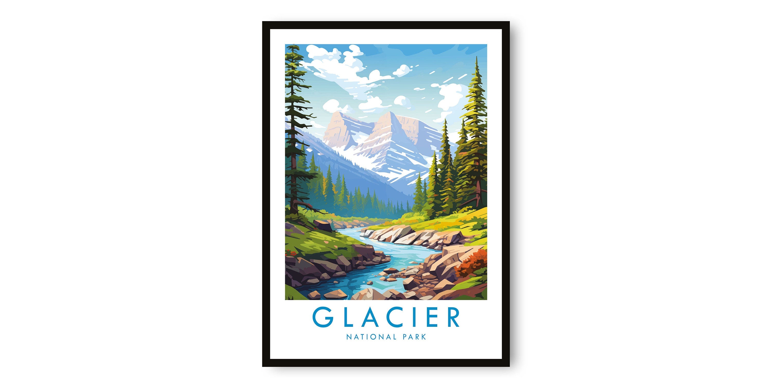 Glacier National Park Travel Print, Glacier National Park Travel Poster, Travel Decor, Popular Print, Birthday Gift, A1/A2/A3/A4/A5